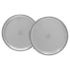 William Stroud, Antique Sterling Silver Pair of Salvers, London, 1806/1807