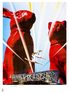 Olympic Stars Between Cloned Rabbits - Original Litho by W. Sweetlove - 2008