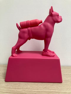 Bulldog with Bottle in Pink by William Sweetlove