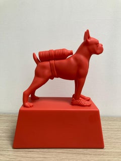 Bulldog with Bottle in Red by William Sweetlove