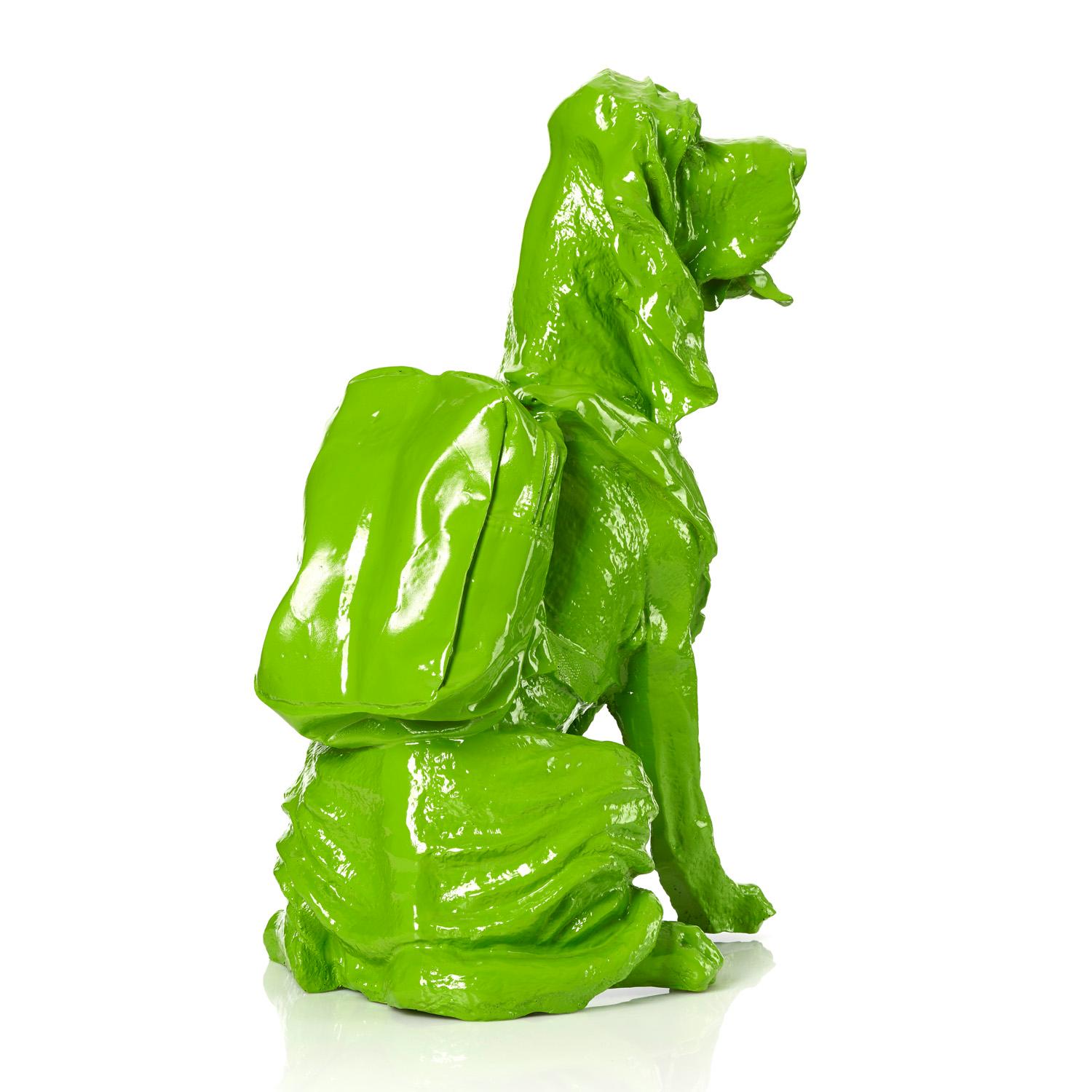 Cloned blue Bloodhound with Backpack (green) - Sculpture by William Sweetlove