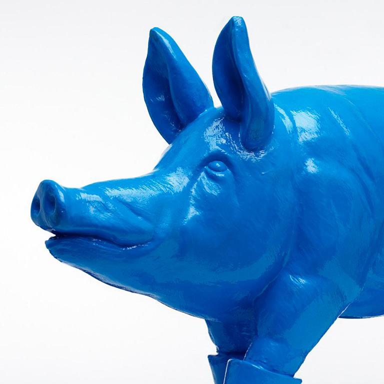 Padre cerdo azul clonado - Sculpture Arte pop de William Sweetlove