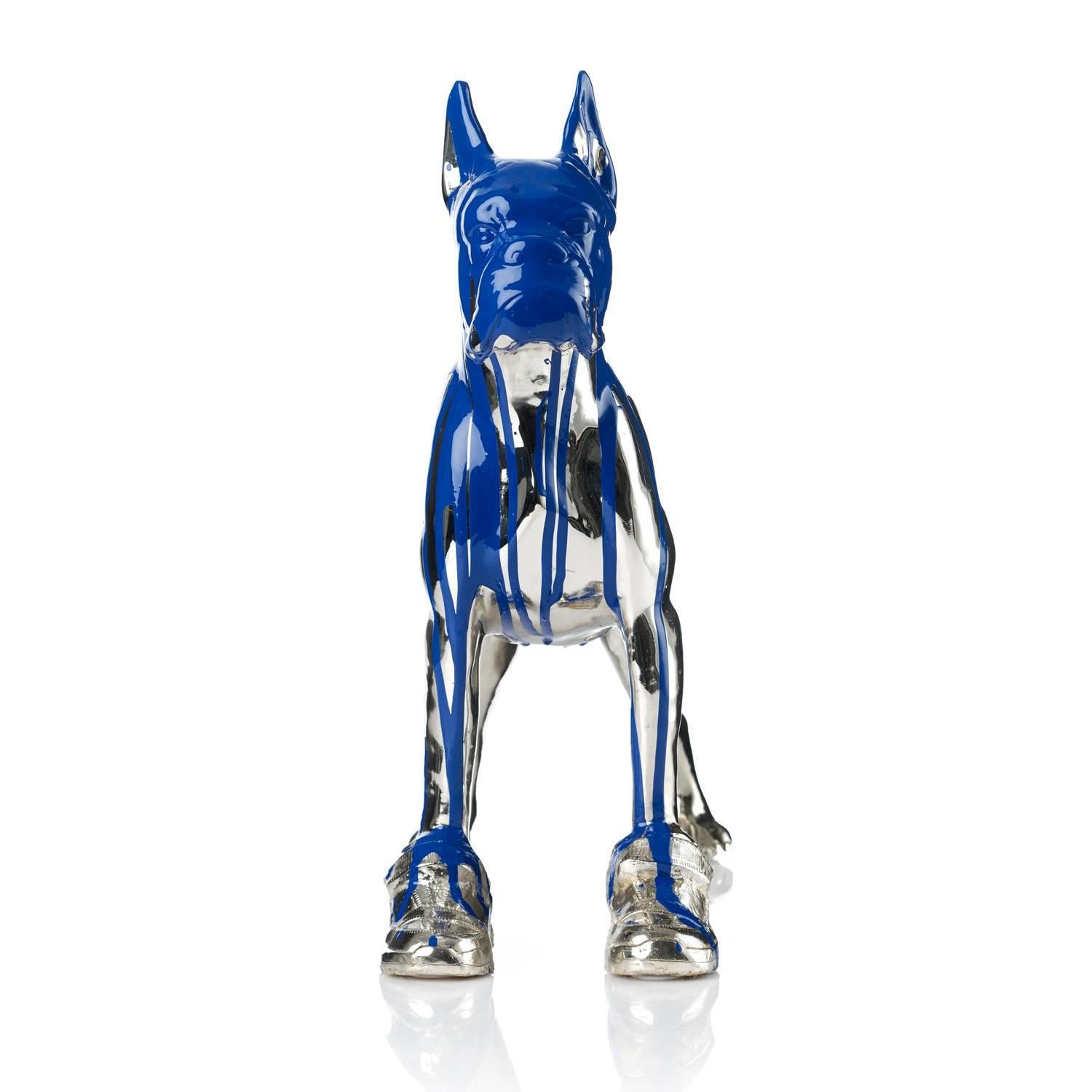 Cloned Bulldog with pet bottle - Sculpture by William Sweetlove
