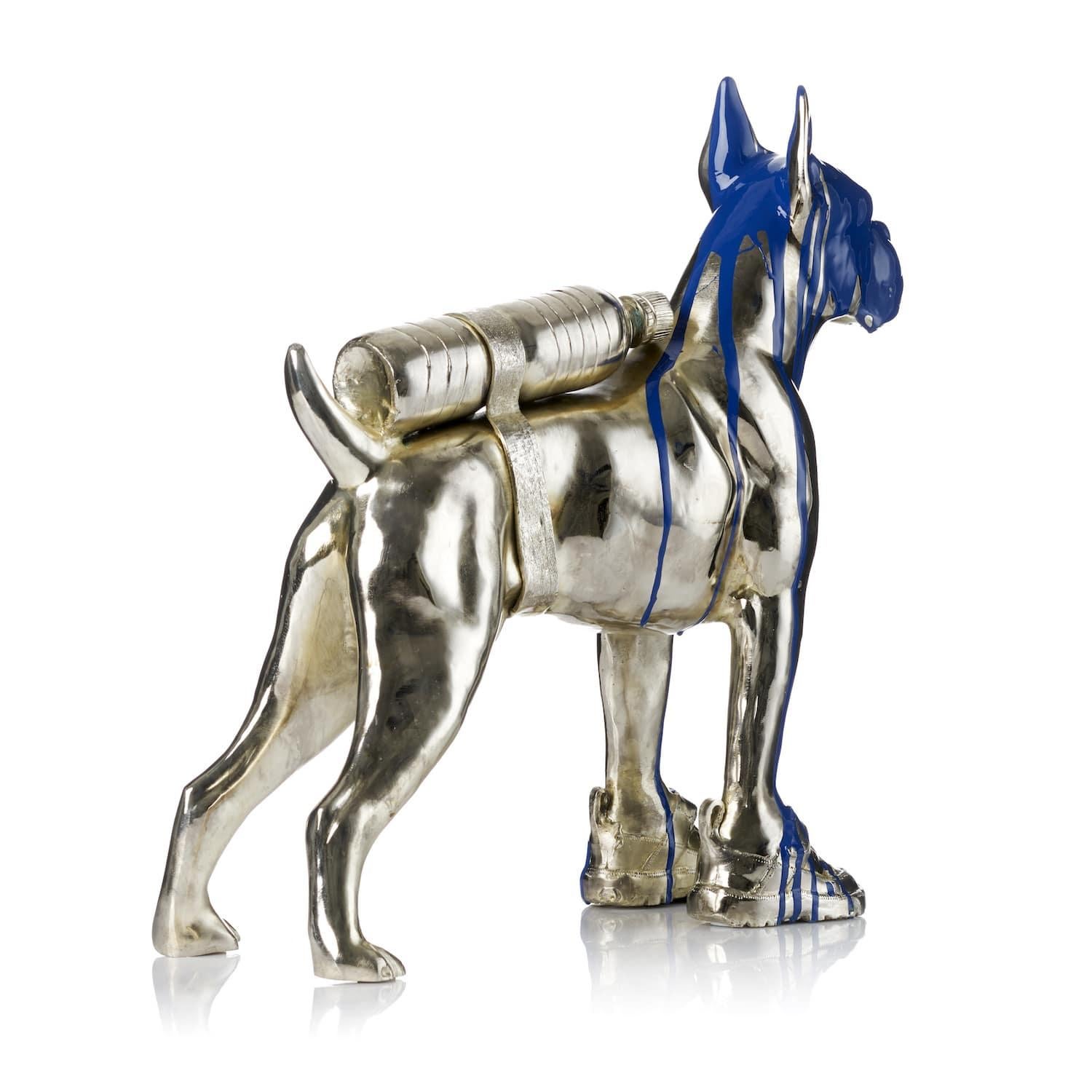 Cloned Bulldog with pet bottle - Pop Art Sculpture by William Sweetlove