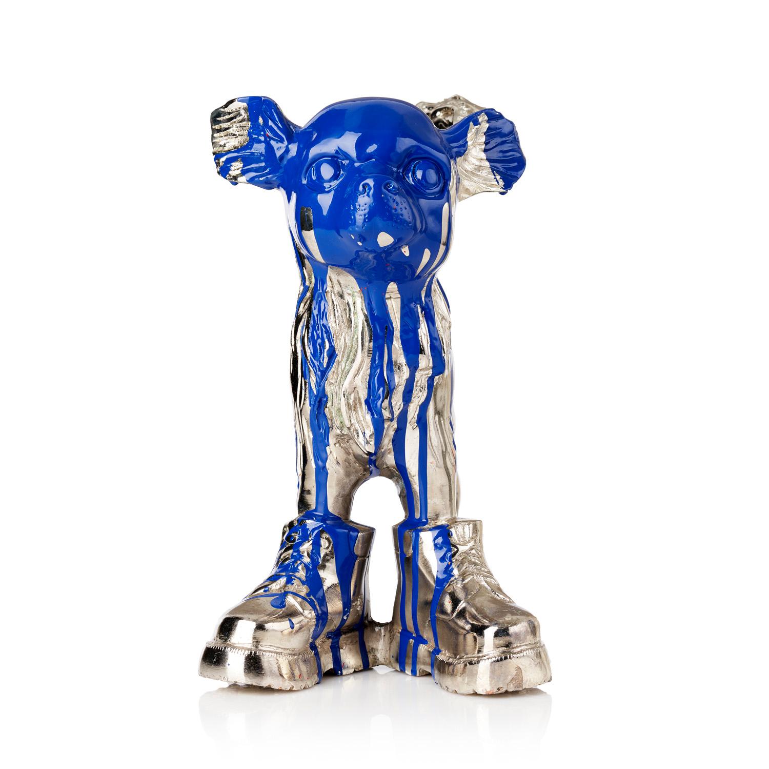 Cloned Chihuahua with colored head blue - Sculpture by William Sweetlove