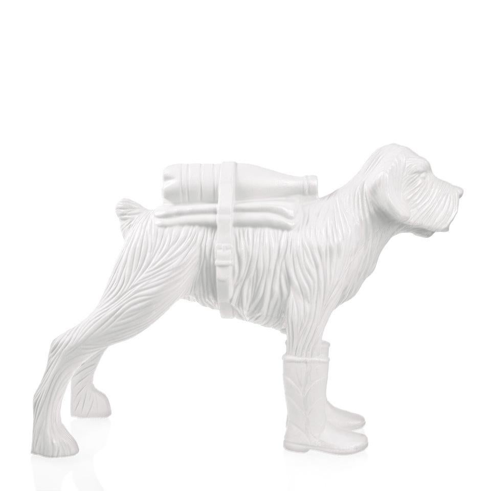 Cloned Schnauzer with water bottle  - Gray Figurative Sculpture by William Sweetlove