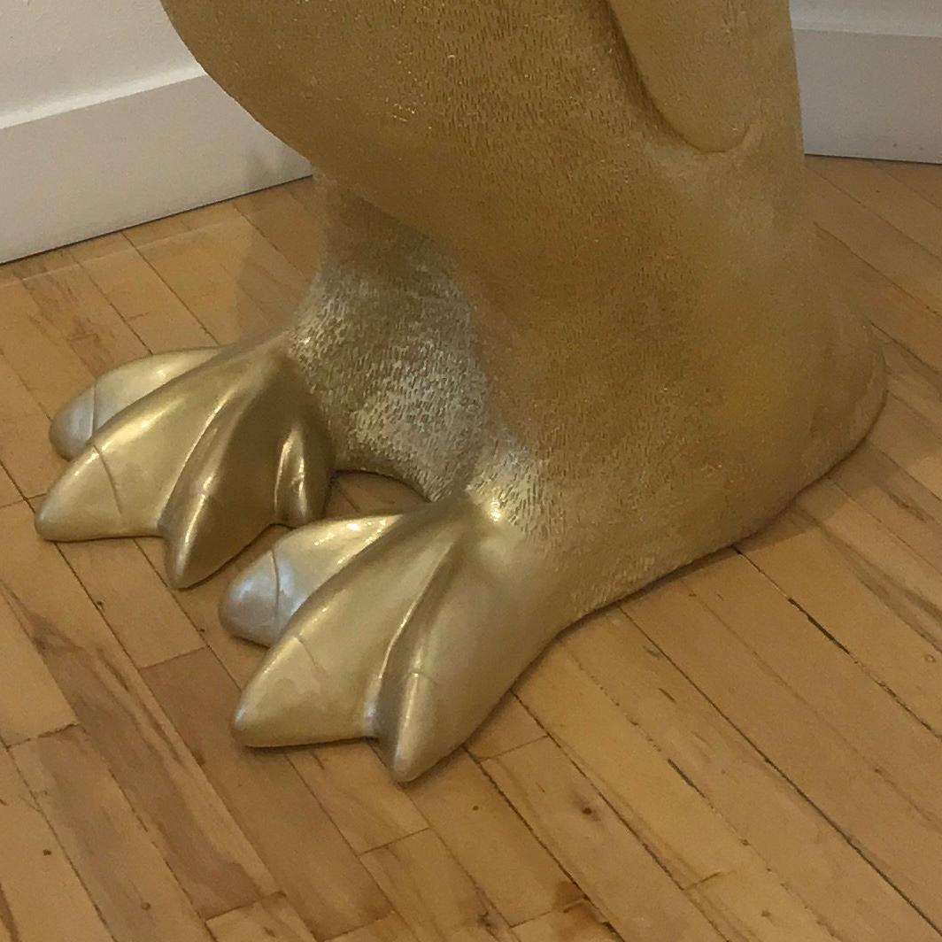 Gold Cloned Penguin With Petbottle - Sculpture by William Sweetlove
