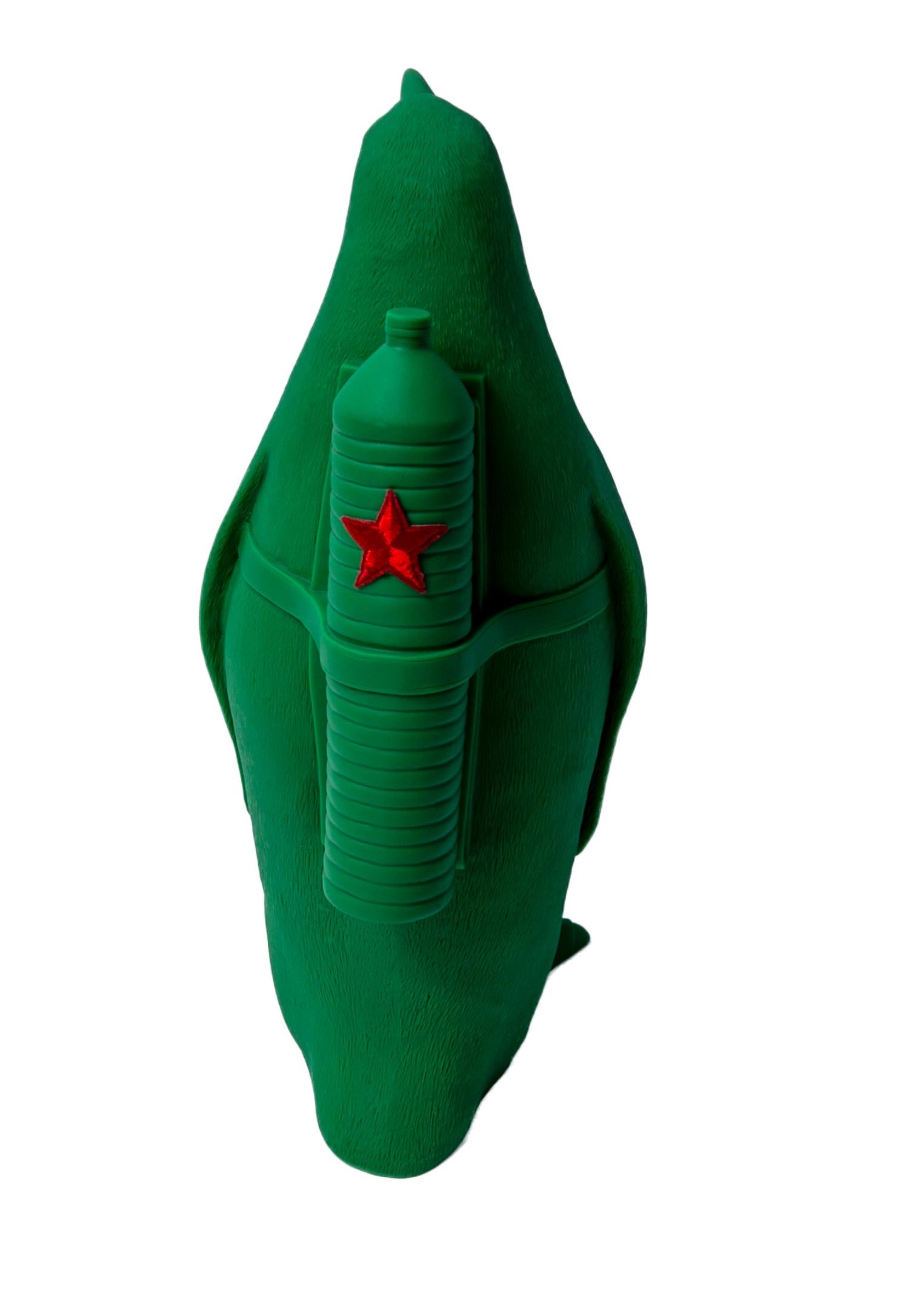 Small Cloned Green Penguin with Water Bottle, Cuban Edition - Sculpture by William Sweetlove