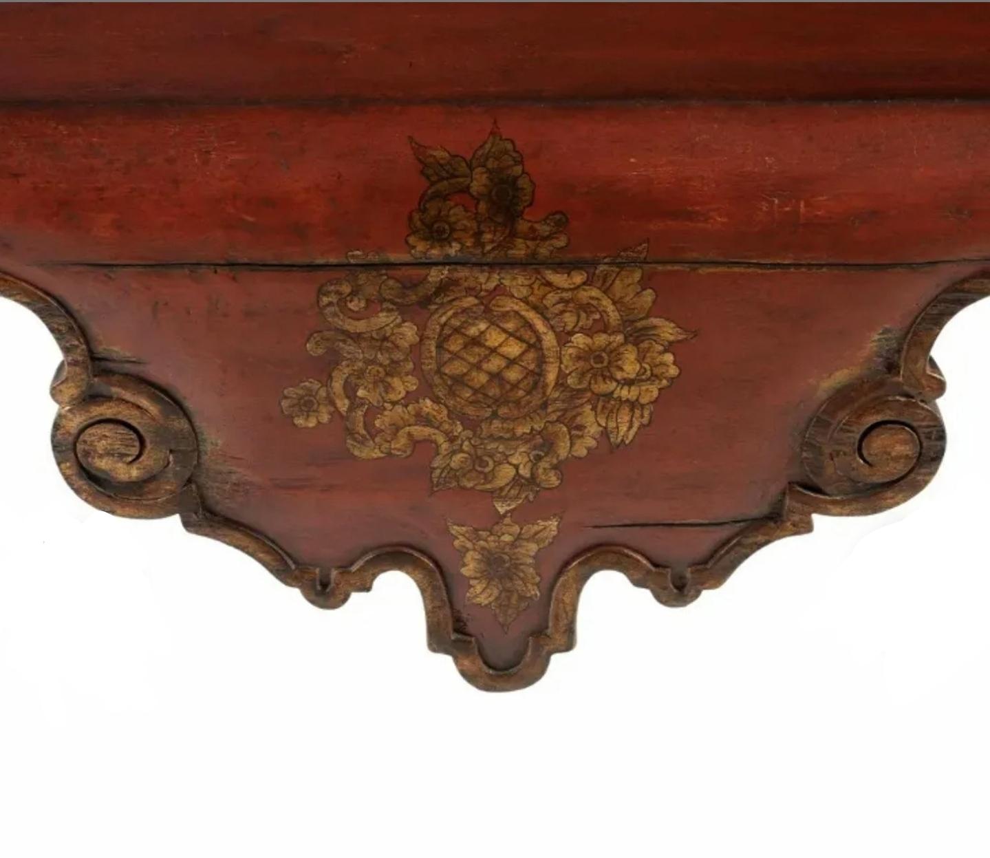 William Switzer 18th Century Portuguese Baroque Style Burgundy Red Console Table 5