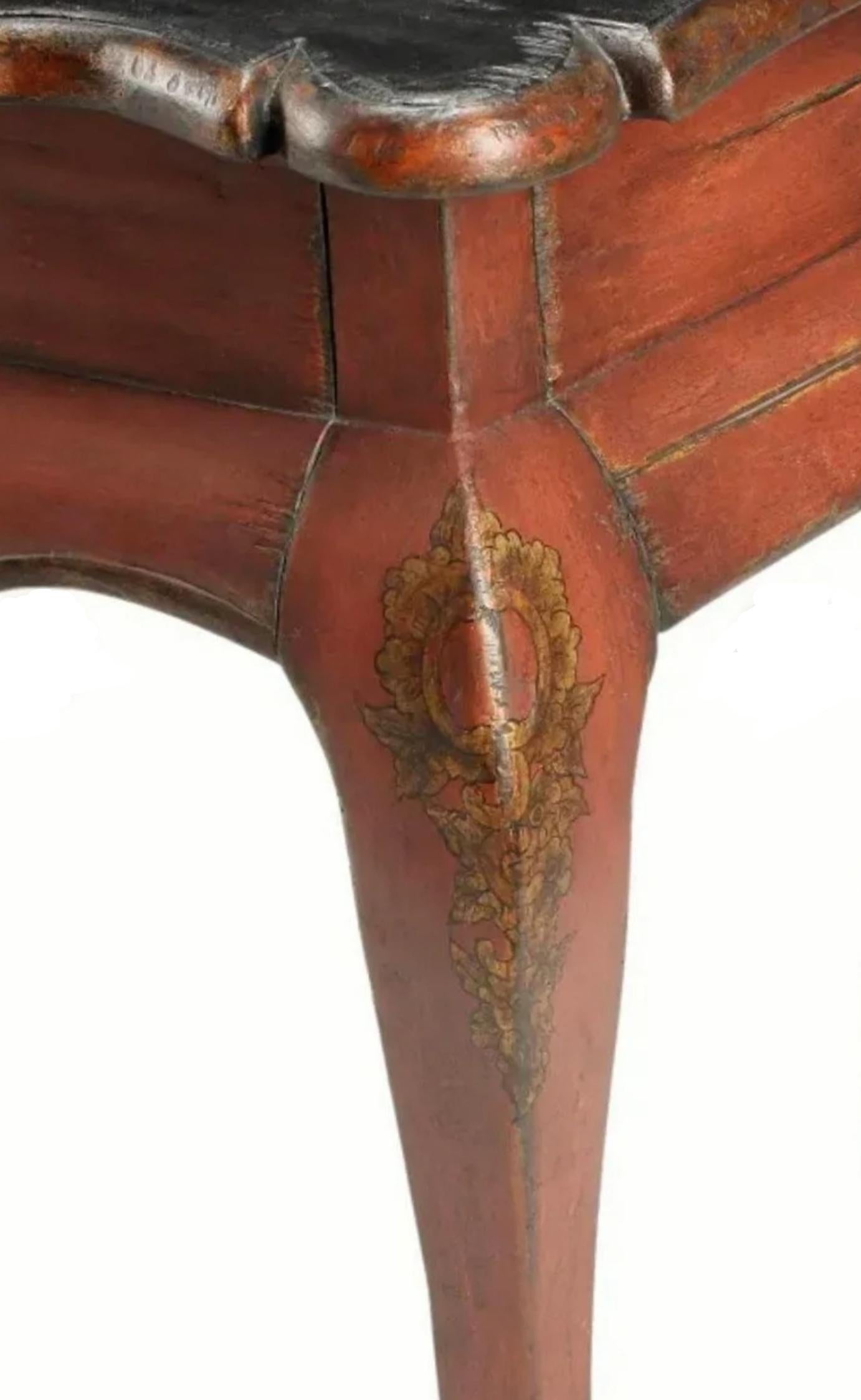 William Switzer 18th Century Portuguese Baroque Style Burgundy Red Console Table 2