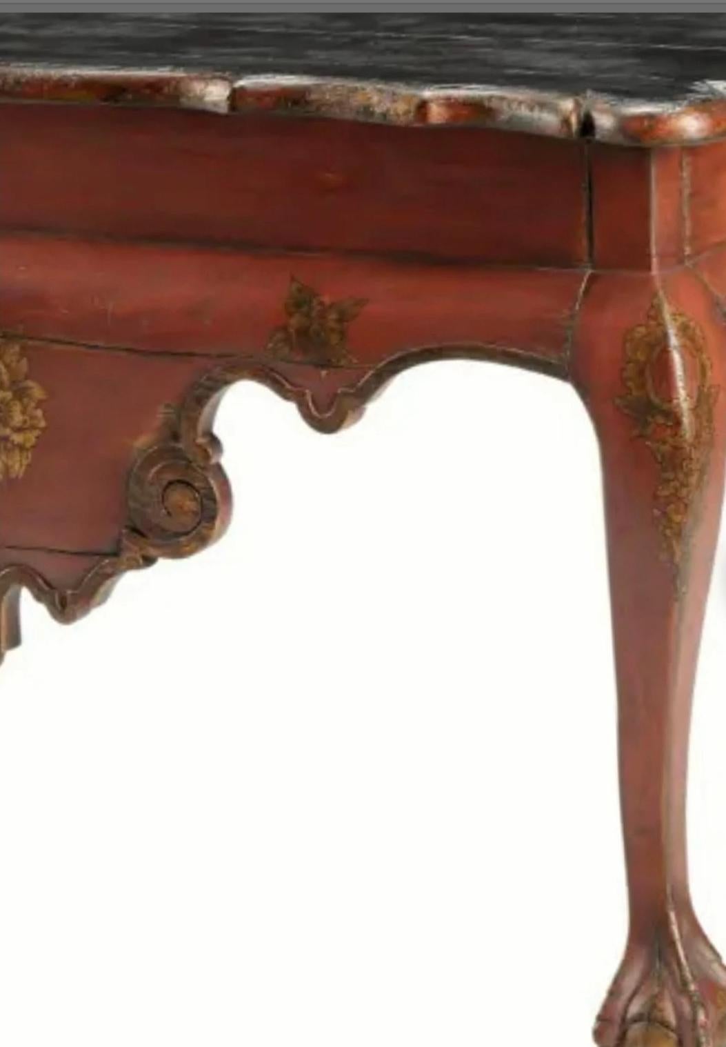 William Switzer 18th Century Portuguese Baroque Style Burgundy Red Console Table 3