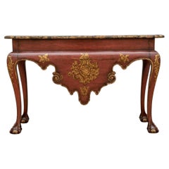 William Switzer 18th Century Portuguese Baroque Style Burgundy Red Console Table