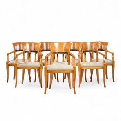 William Switzer Biedermeier Armchair Olive Burlwood Dining Chairs - Set of 8