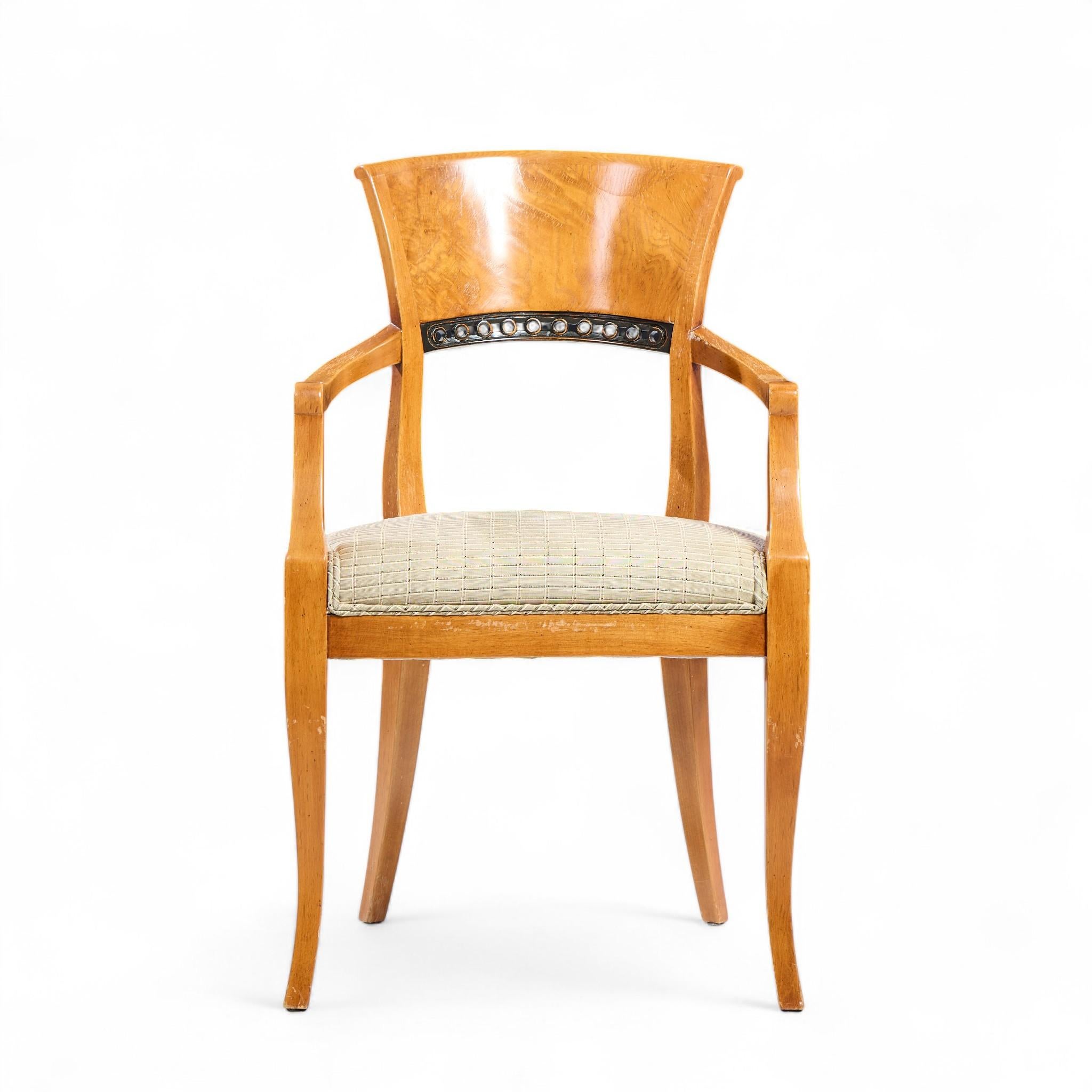 XX secolo William Switzer Poltrona Biedermeier Sedie da pranzo in legno di burbio Oliver - Set di 8 in vendita