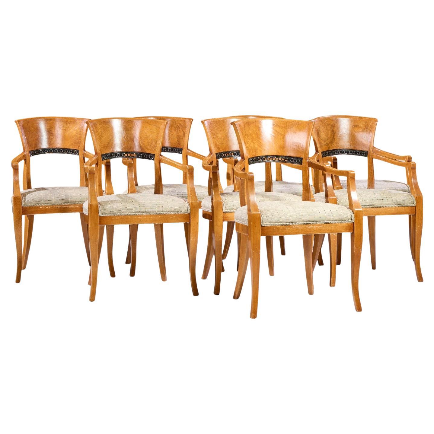 William Switzer Poltrona Biedermeier Sedie da pranzo in legno di burbio Oliver - Set di 8