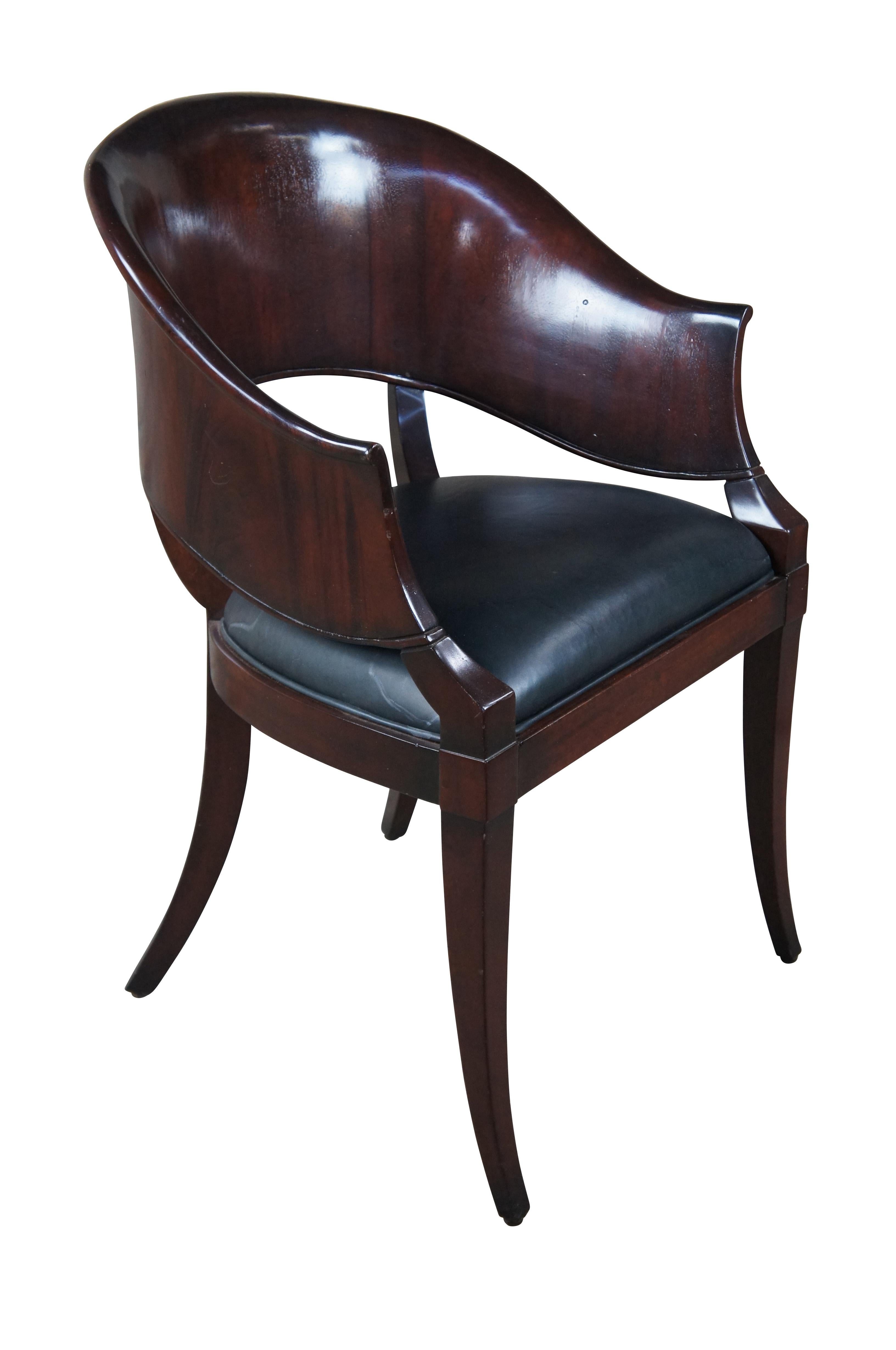 William Switzer Biedermeier French Art Deco Inspired Barrel Back Desk Arm Chair In Good Condition For Sale In Dayton, OH