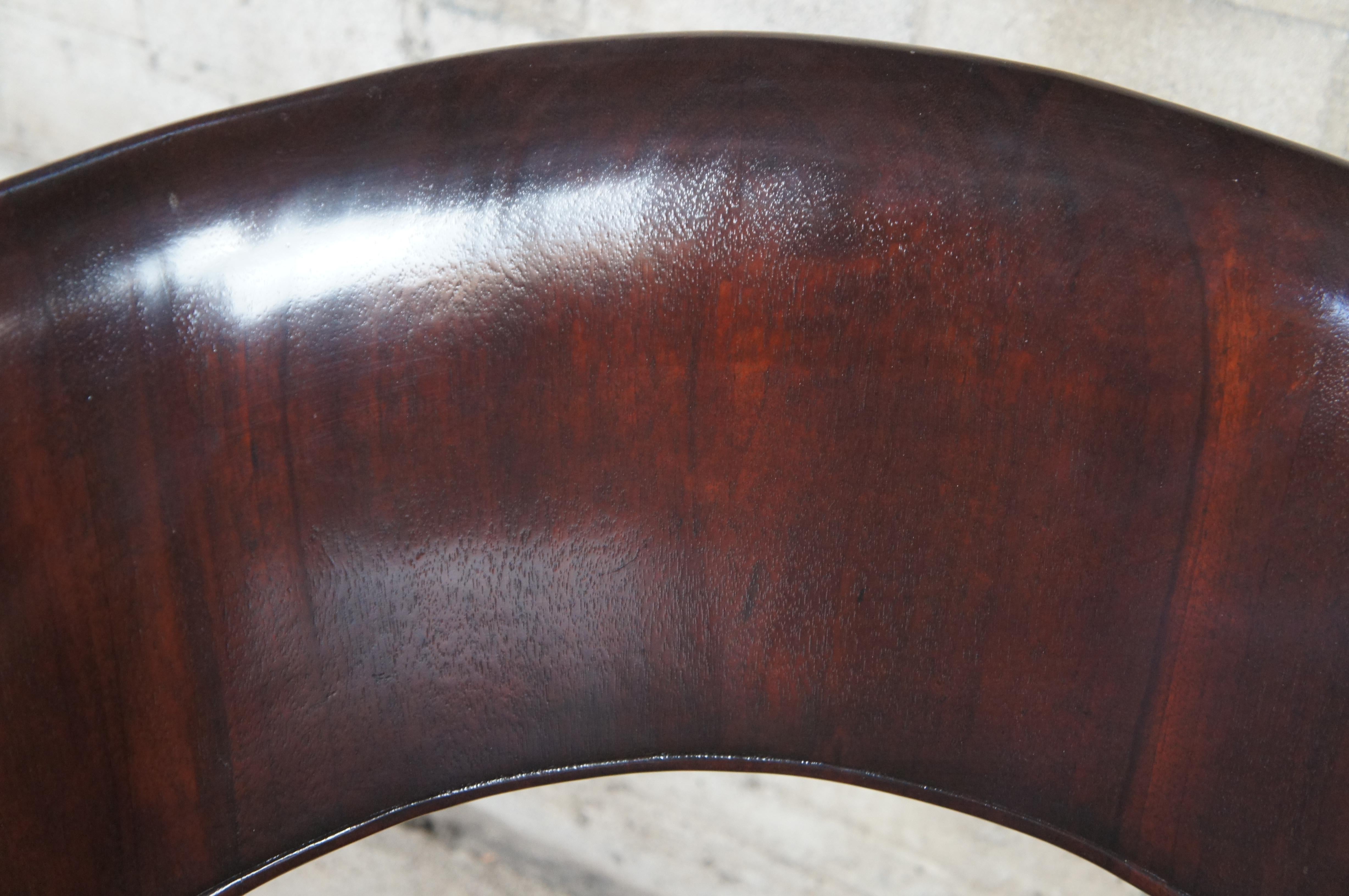 20th Century William Switzer Biedermeier French Art Deco Inspired Barrel Back Desk Arm Chair For Sale