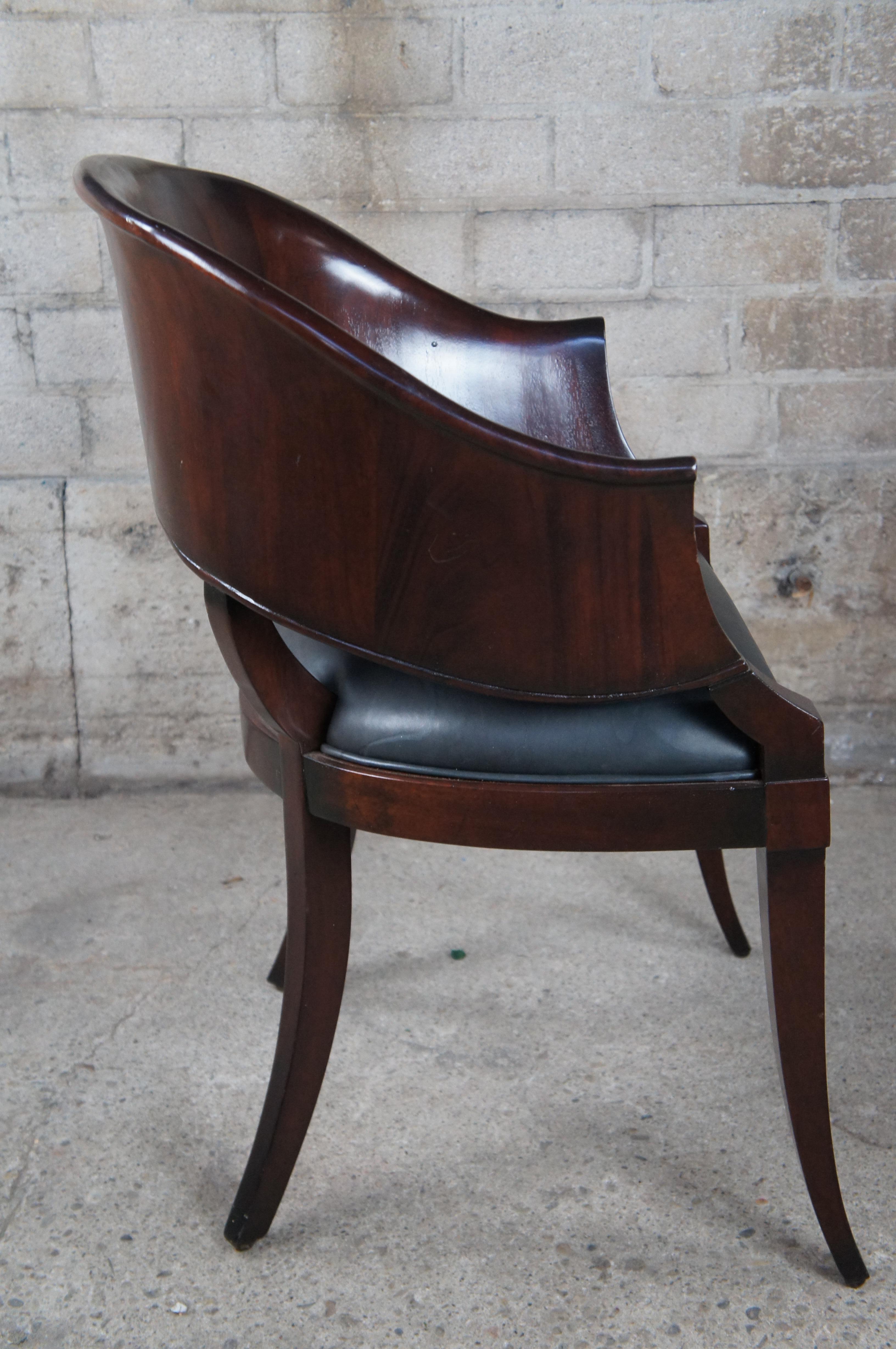 William Switzer Biedermeier French Art Deco Inspired Barrel Back Desk Arm Chair For Sale 1