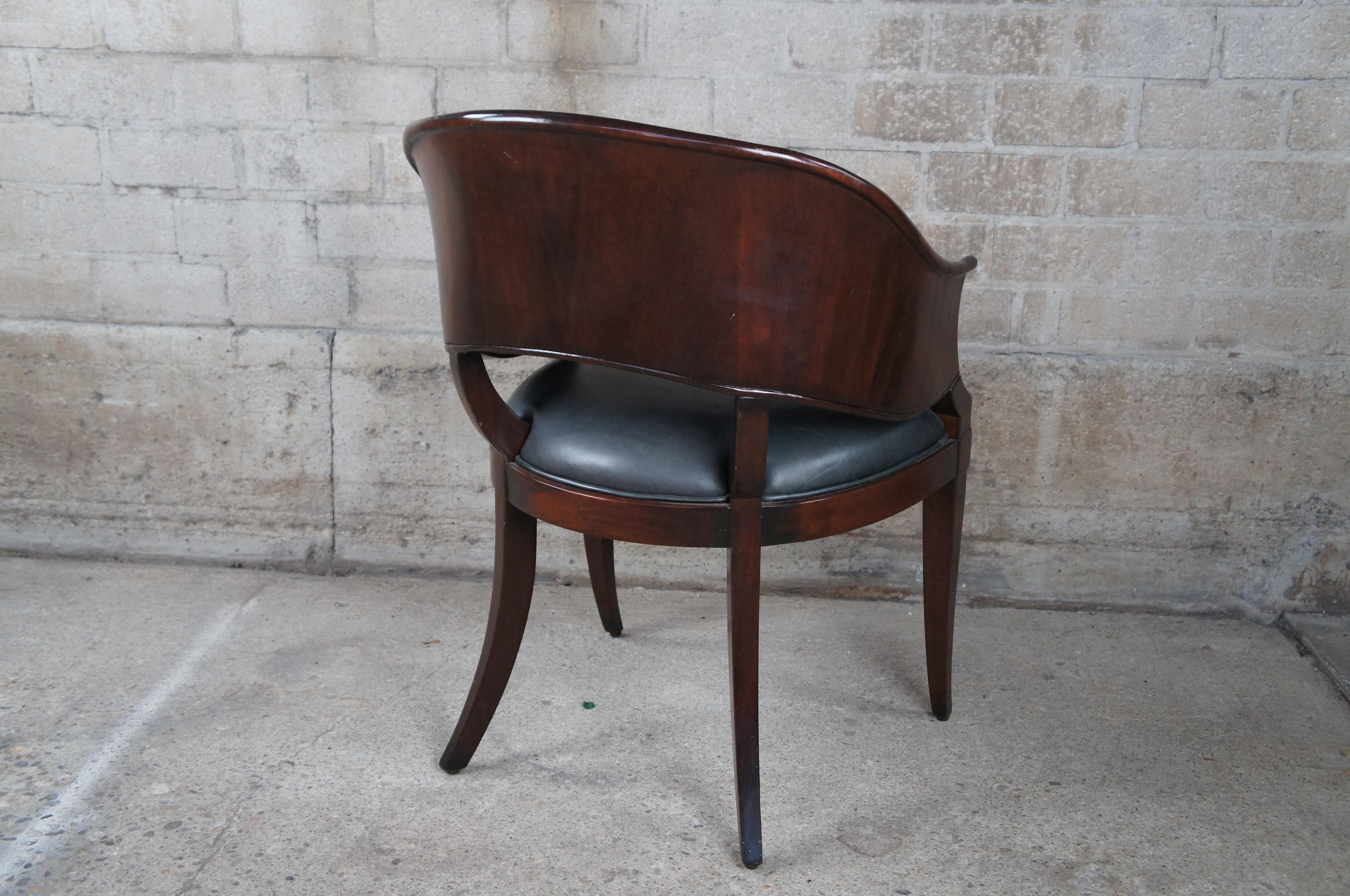 William Switzer Biedermeier French Art Deco Inspired Barrel Back Desk Arm Chair For Sale 2