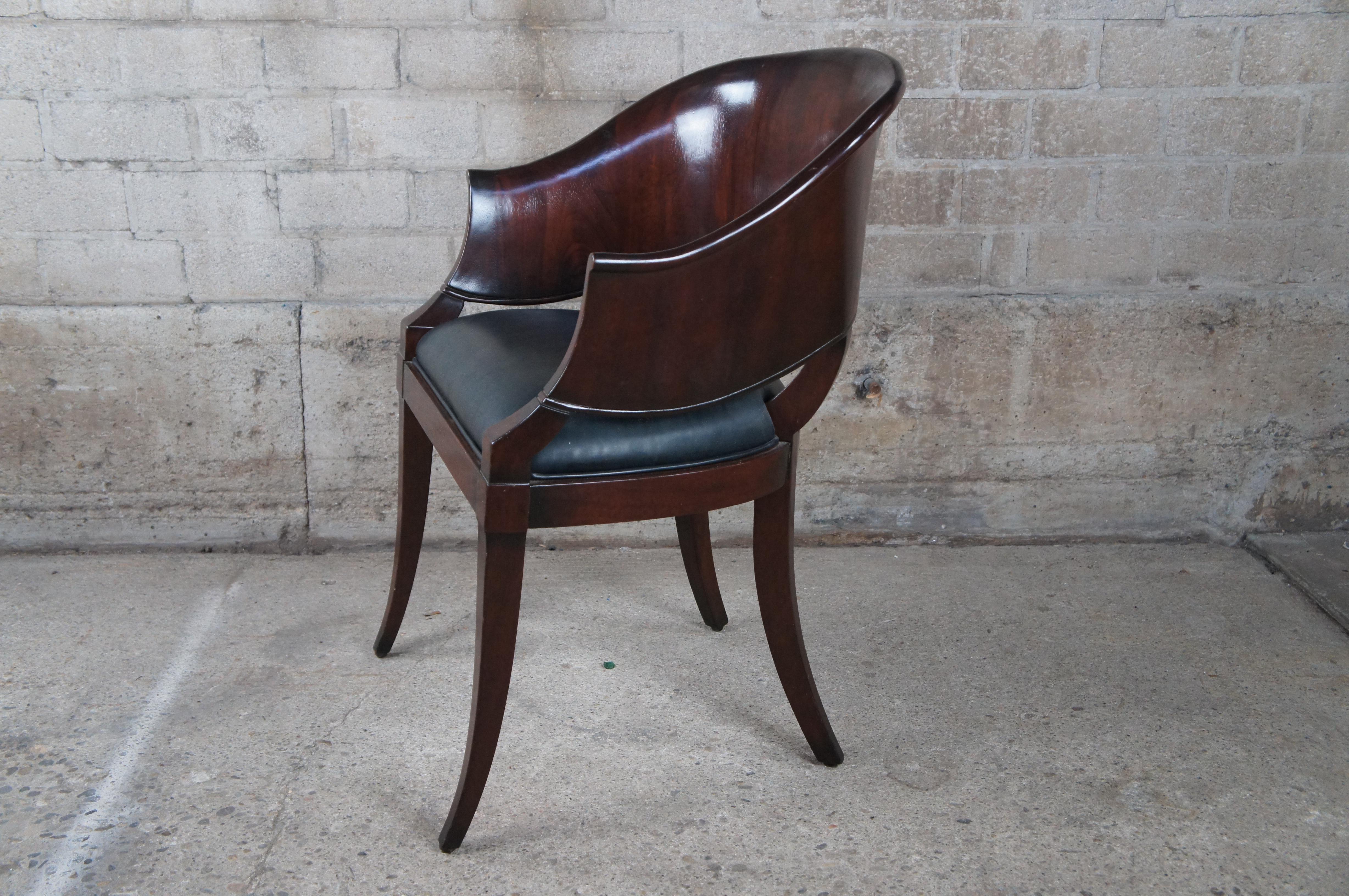 William Switzer Biedermeier French Art Deco Inspired Barrel Back Desk Arm Chair For Sale 4
