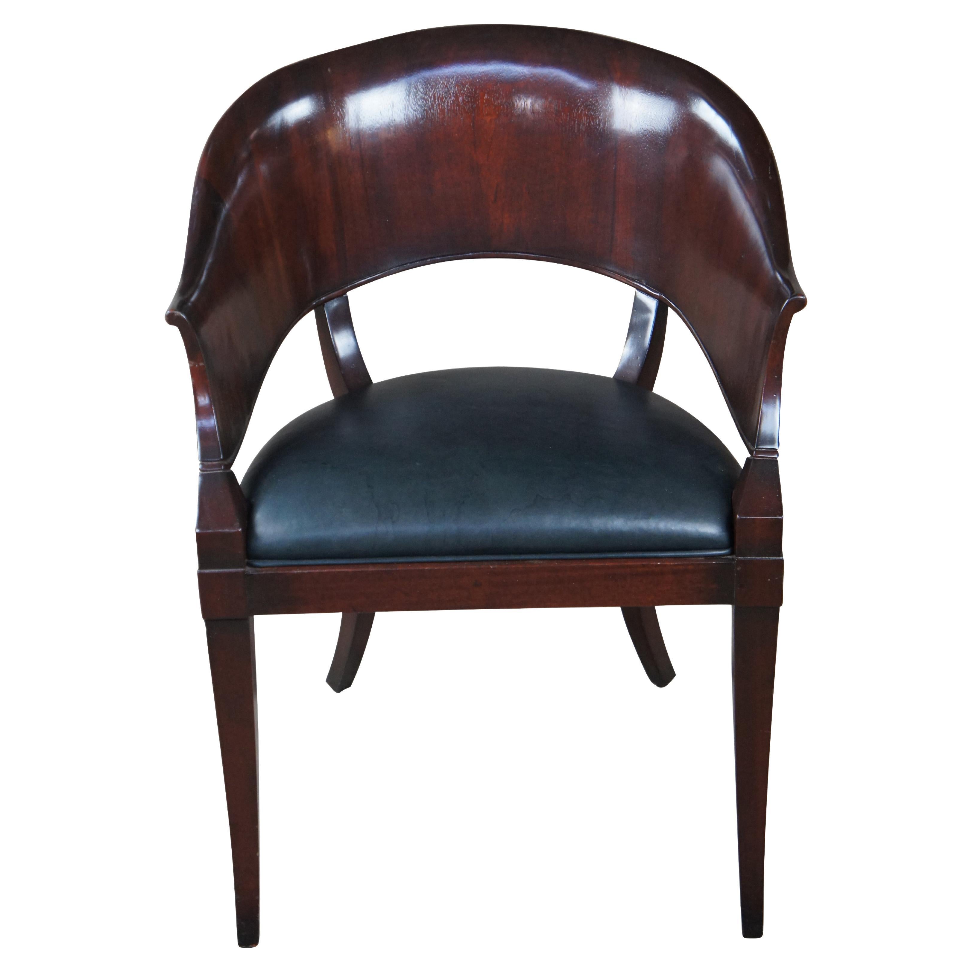 William Switzer Biedermeier French Art Deco Inspired Barrel Back Desk Arm Chair For Sale