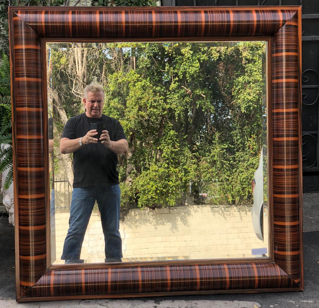 French Art Deco Macassar ebony mirror.