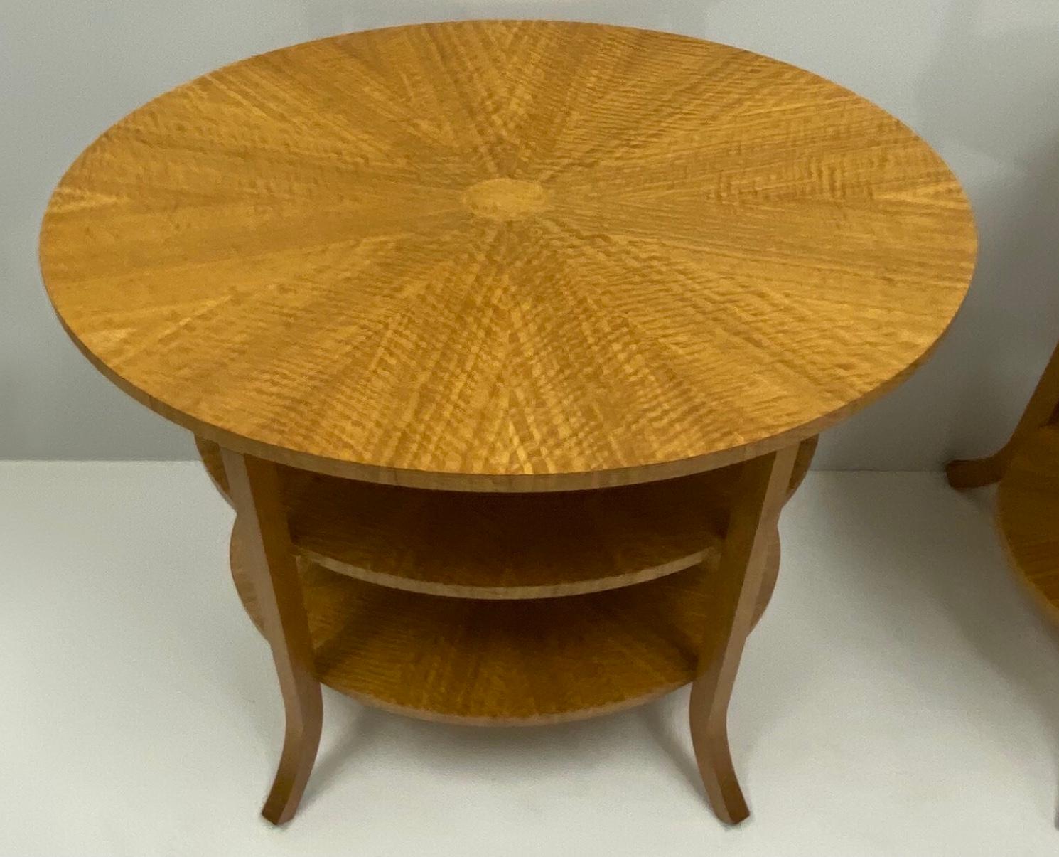 William Switzer Inlaid Biedermeier Style Modern Satinwood Side Tables, S/2 1