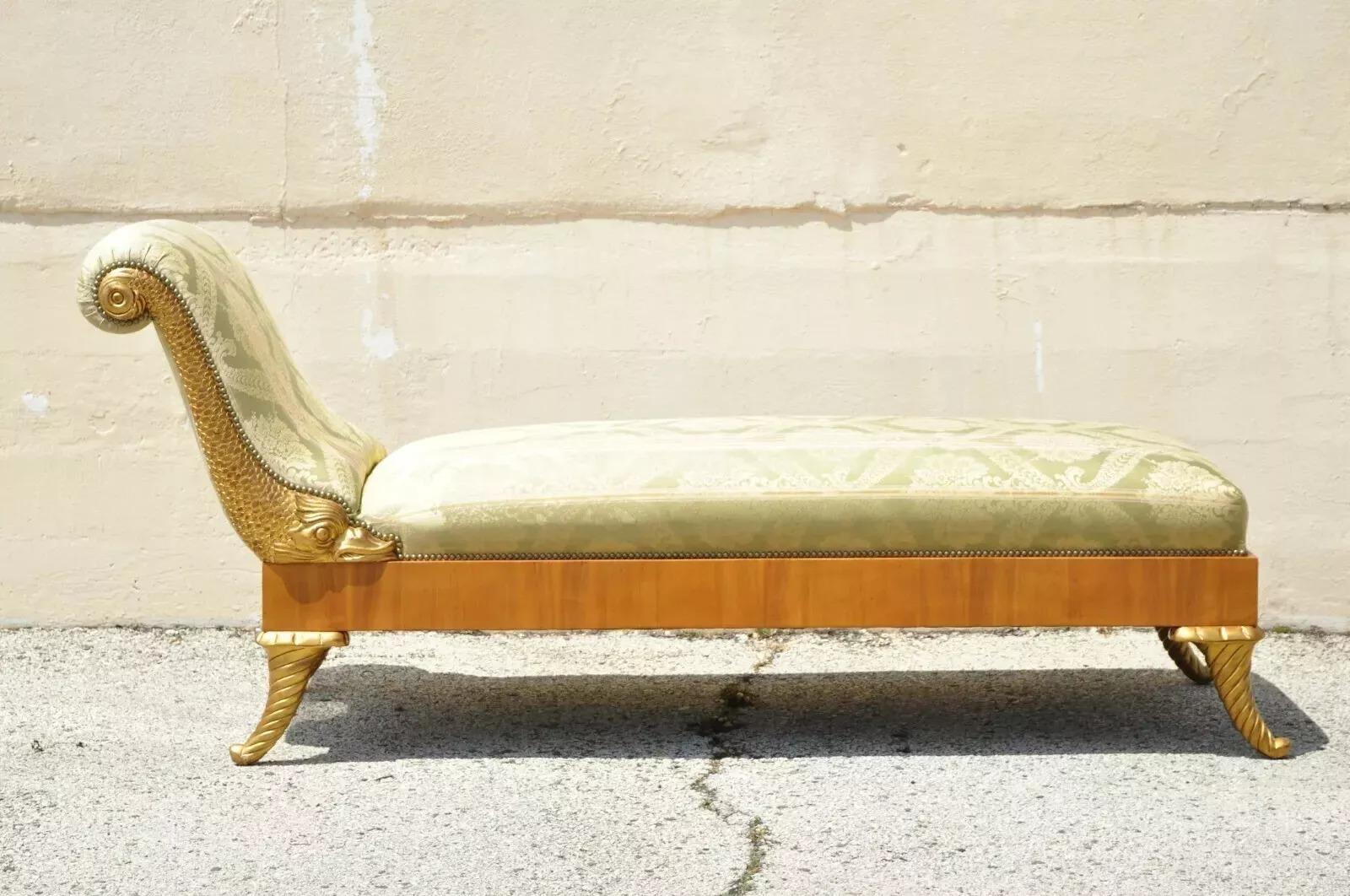 William Switzer Italian Biedermeier Regency Carved Recamier Chaise Lounge Chair 6