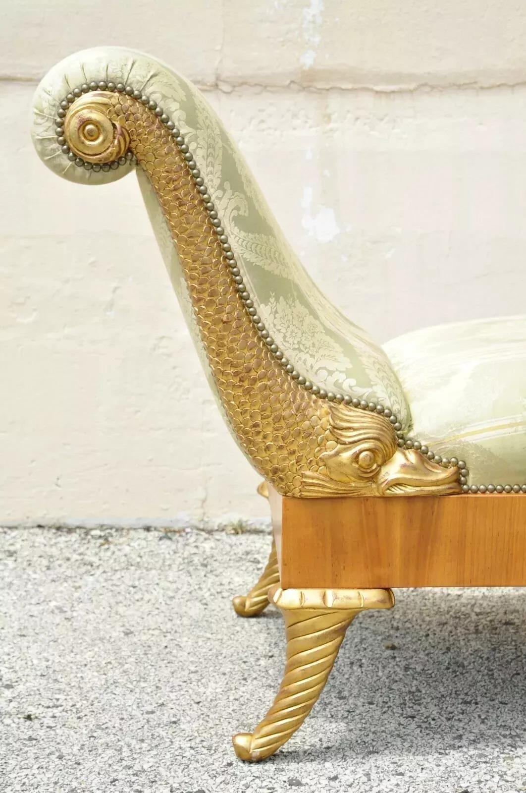 Unknown William Switzer Italian Biedermeier Regency Carved Recamier Chaise Lounge Chair