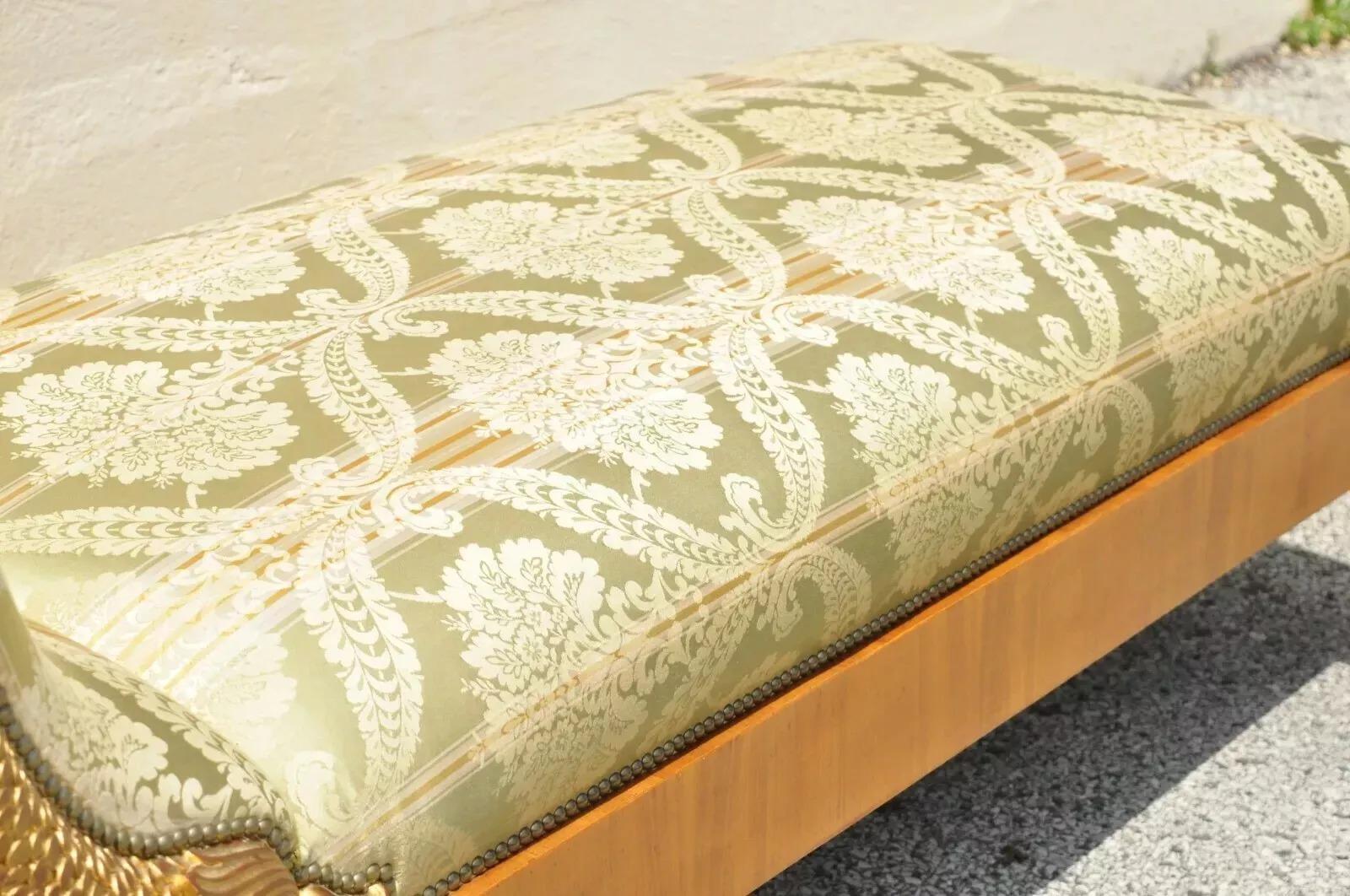 Fabric William Switzer Italian Biedermeier Regency Carved Recamier Chaise Lounge Chair