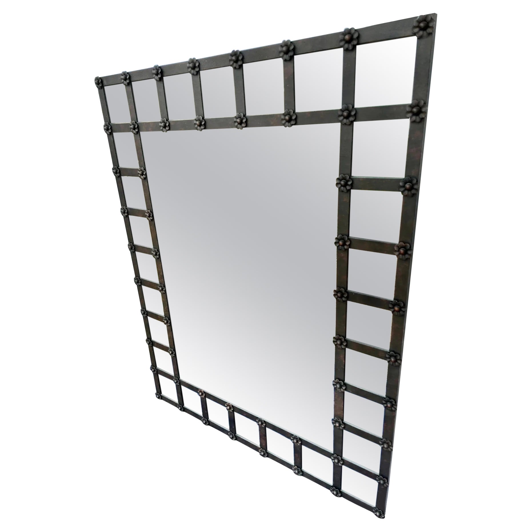 William Switzer Large Iron Mirror with Rosettes