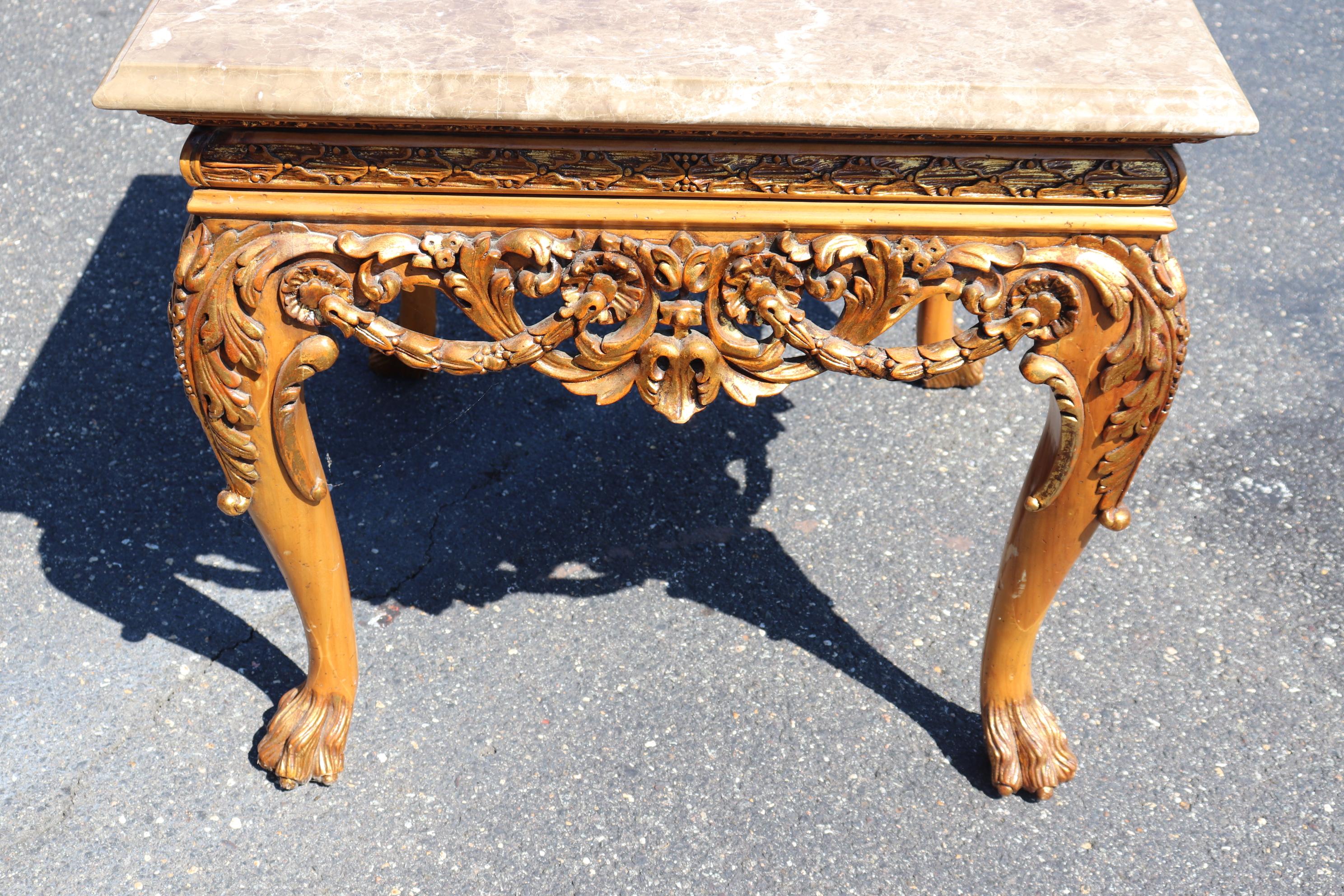 William Switzer Marble Top Gilt Over Walnut Georgian Paw Footed Center Table 8