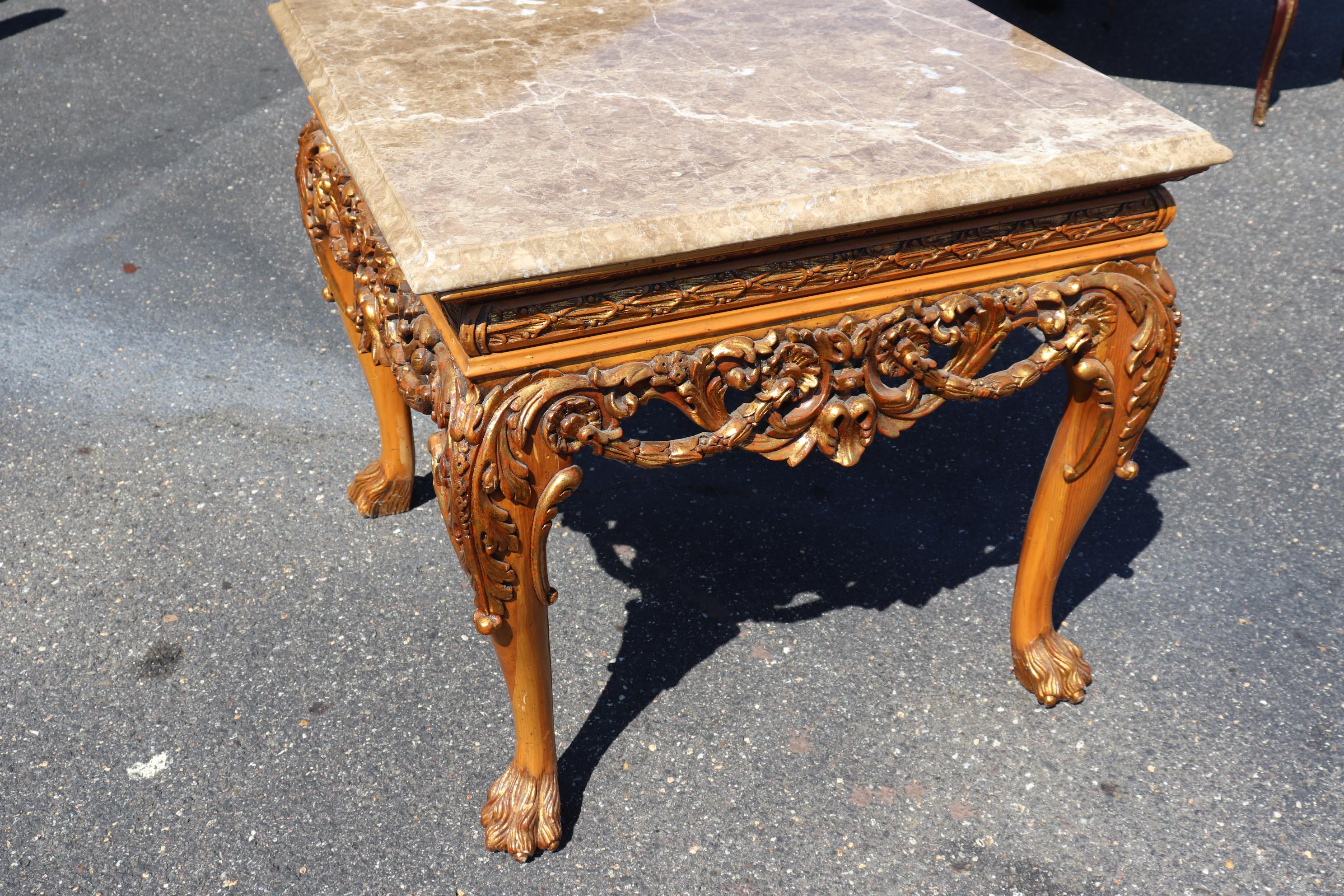 William Switzer Marble Top Gilt Over Walnut Georgian Paw Footed Center Table 1