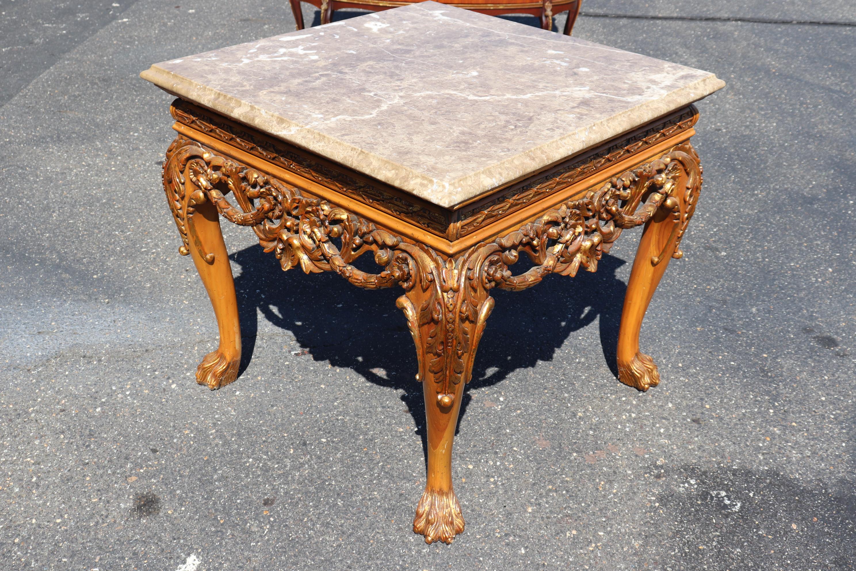 William Switzer Marble Top Gilt Over Walnut Georgian Paw Footed Center Table 2