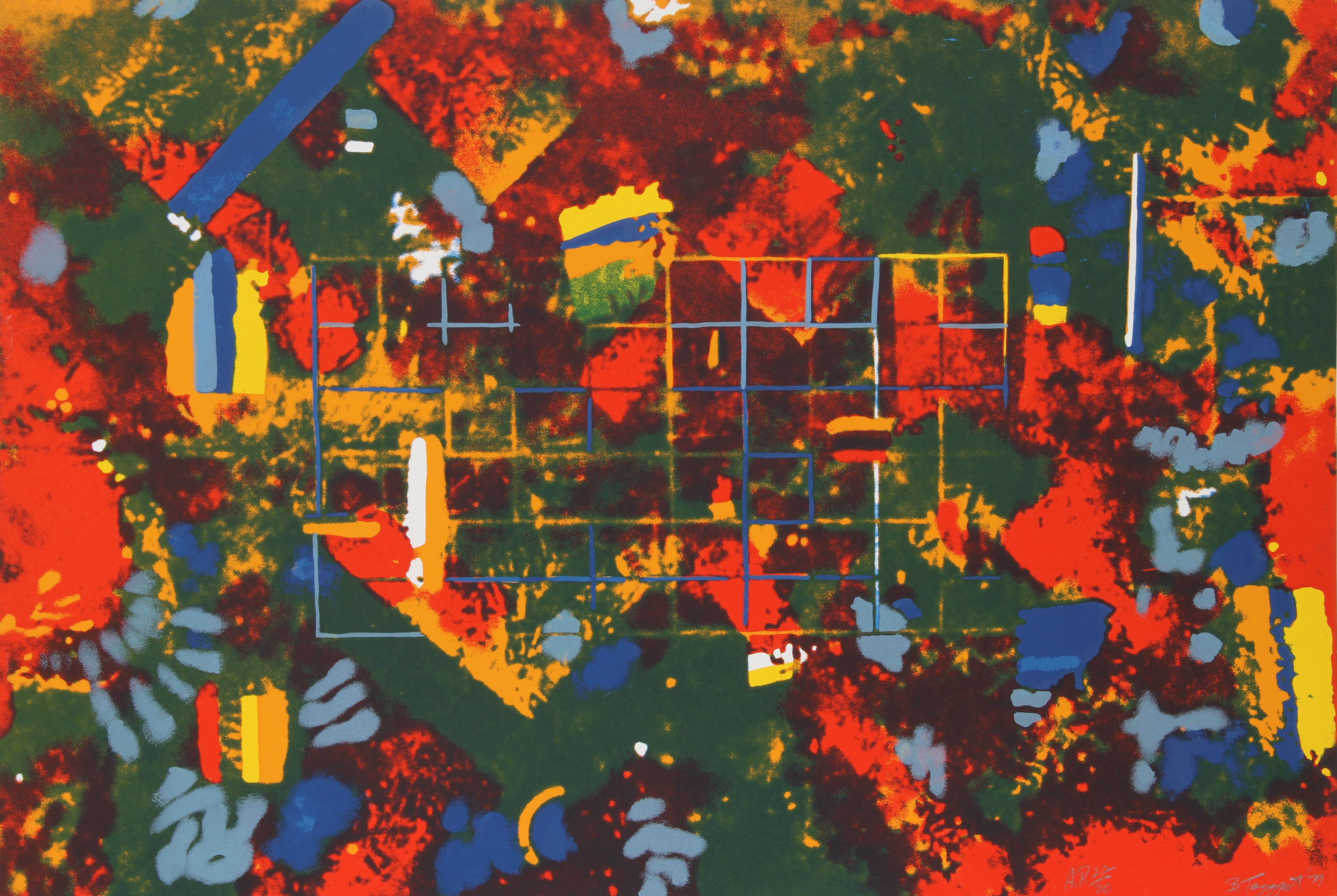 Geometrische abstrakte Serigraphie von William Taggart, geometrisches Muster