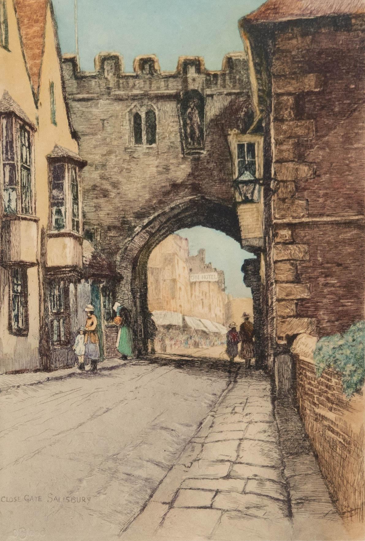 William Tatton Winter (1855-1928) - Acquaforte incorniciata, High Street from the Close in vendita 1