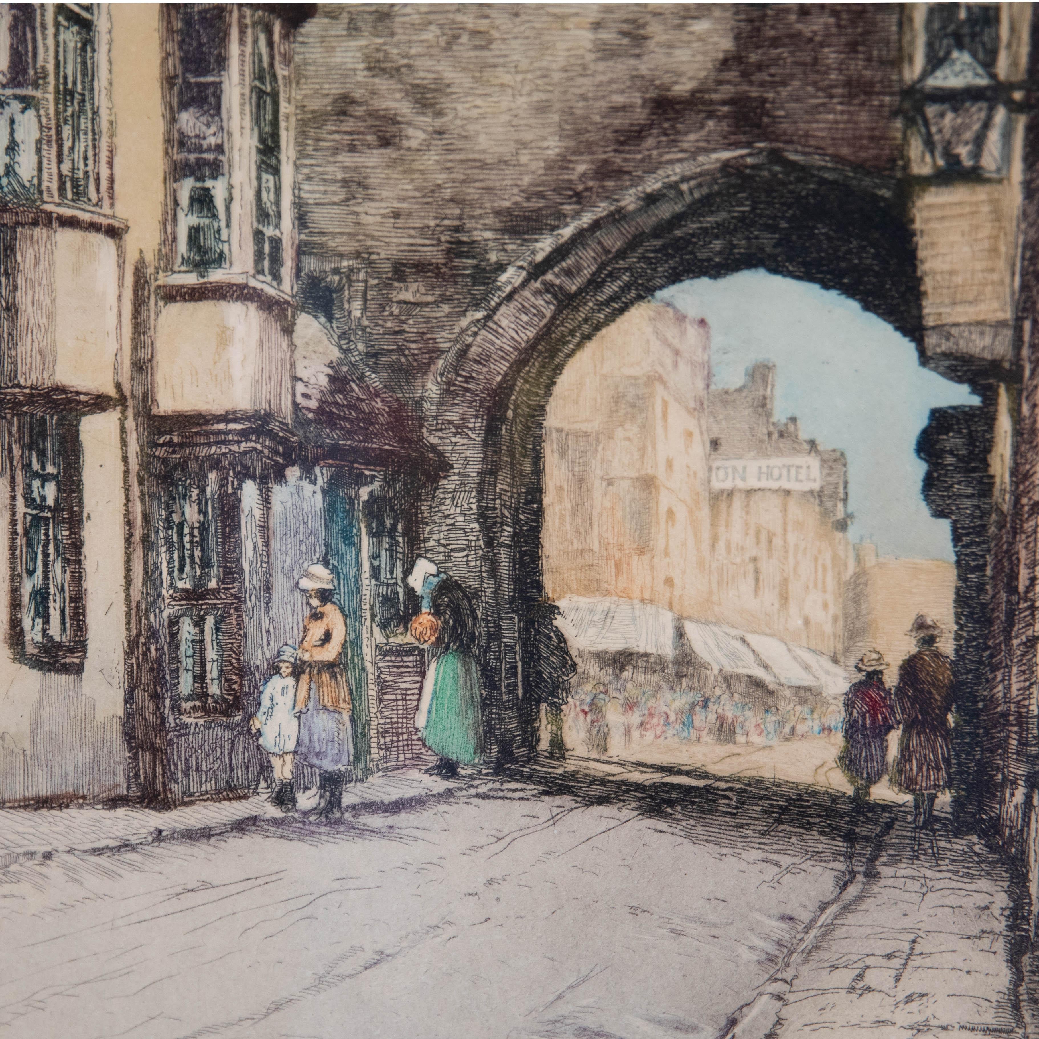 William Tatton Winter (1855-1928) - Acquaforte incorniciata, High Street from the Close in vendita 4