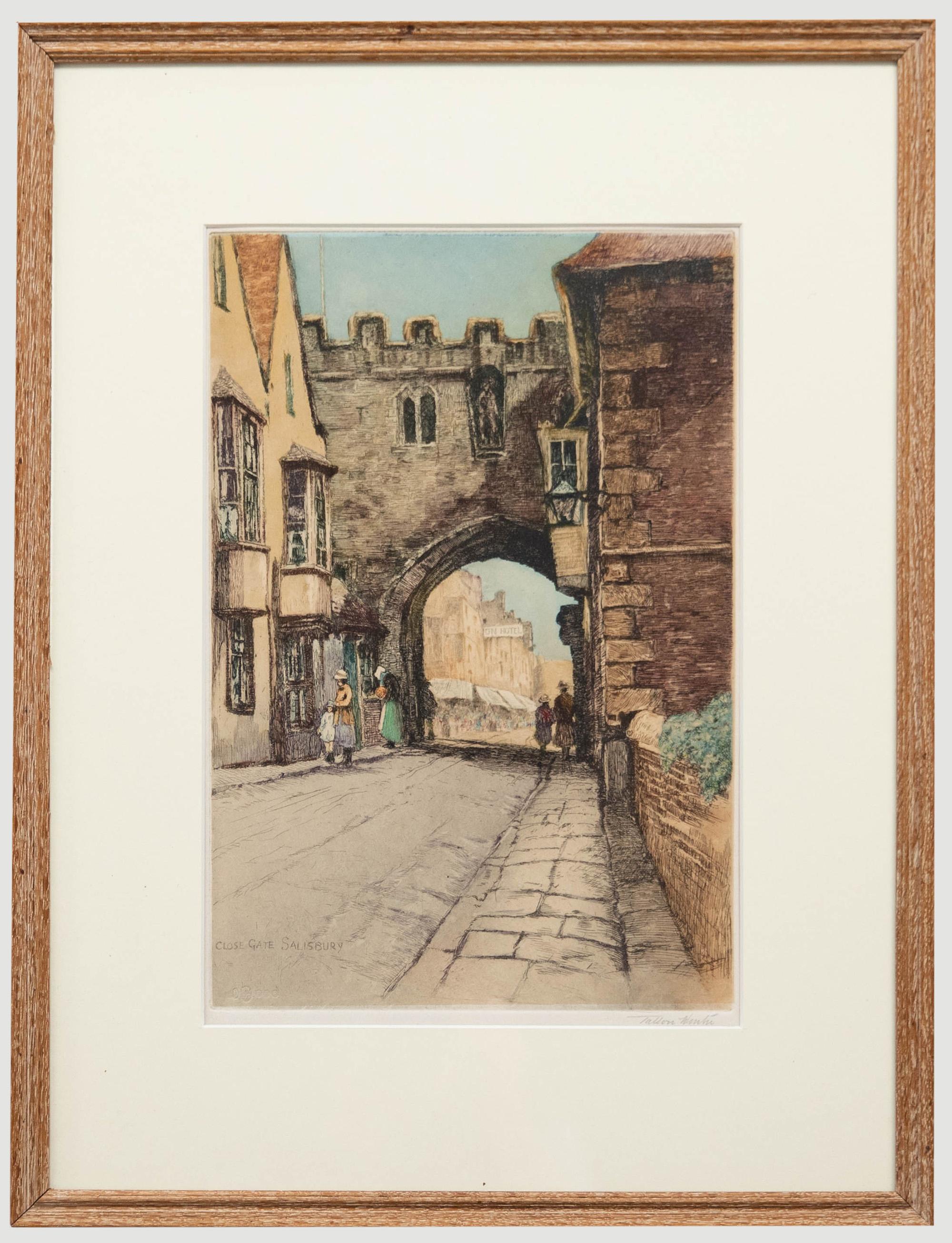 A fine etching in colours by the well listed artist William Tatton Winter (1855-1928). Signed in pencil below plate lines. Inscribed in plate to the lower left. Smartly mounted in a lime-washed oak frame. On paper.