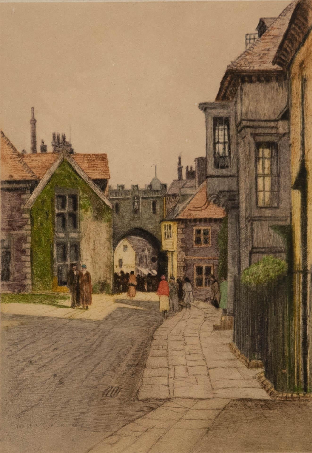 William Tatton Winter (1855-1928), gravure encadrée, The Close Gate Salisbury en vente 1
