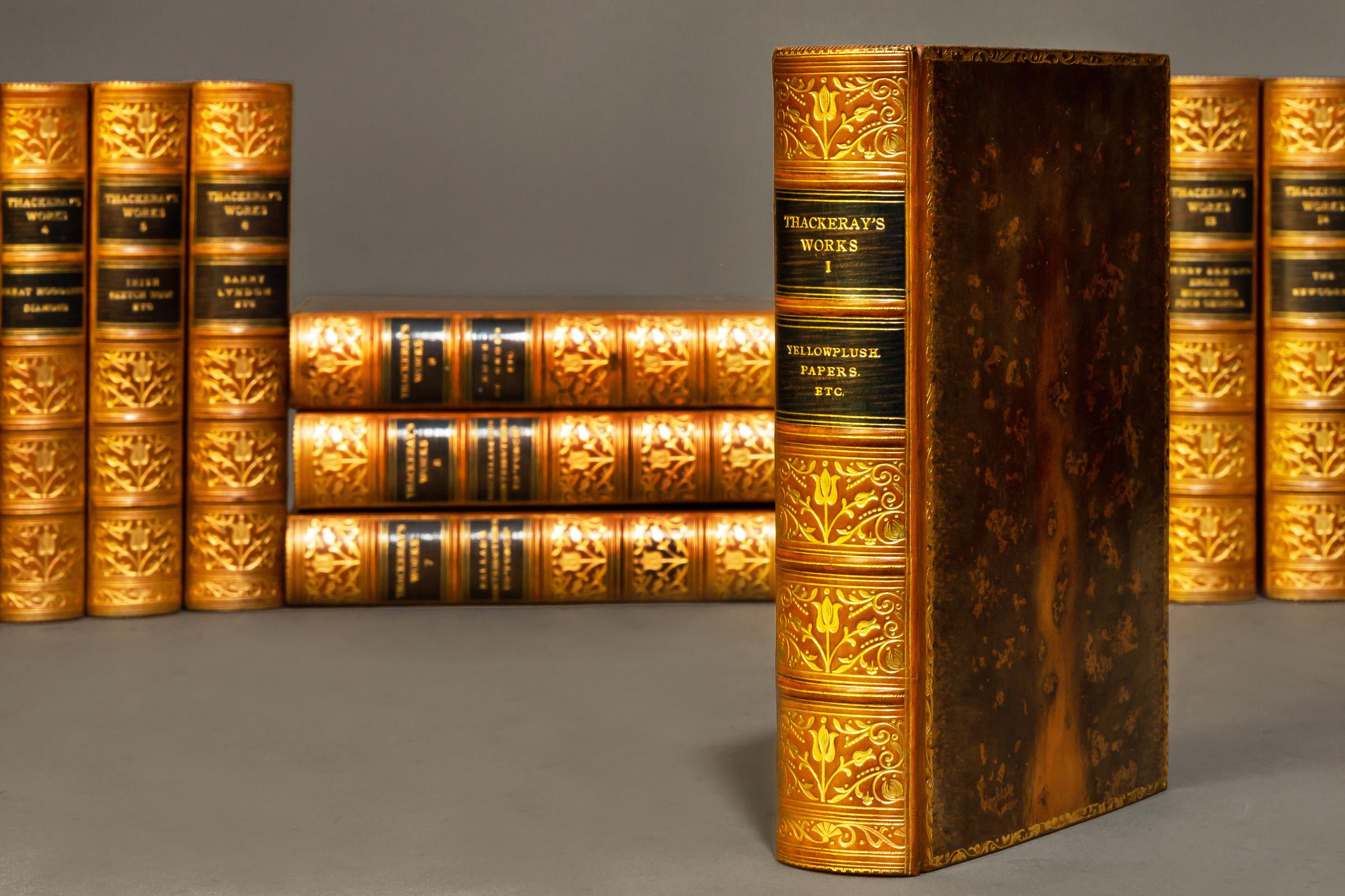 17 Volumes

Edited with an introduction by George Saintsbury with 64 illustrations. 

Bound in full tree calf levant, marbled edges, raised bands, Ornate floral gilt on spines. 

Published: London & New York: Henry Frowde N.D. circa