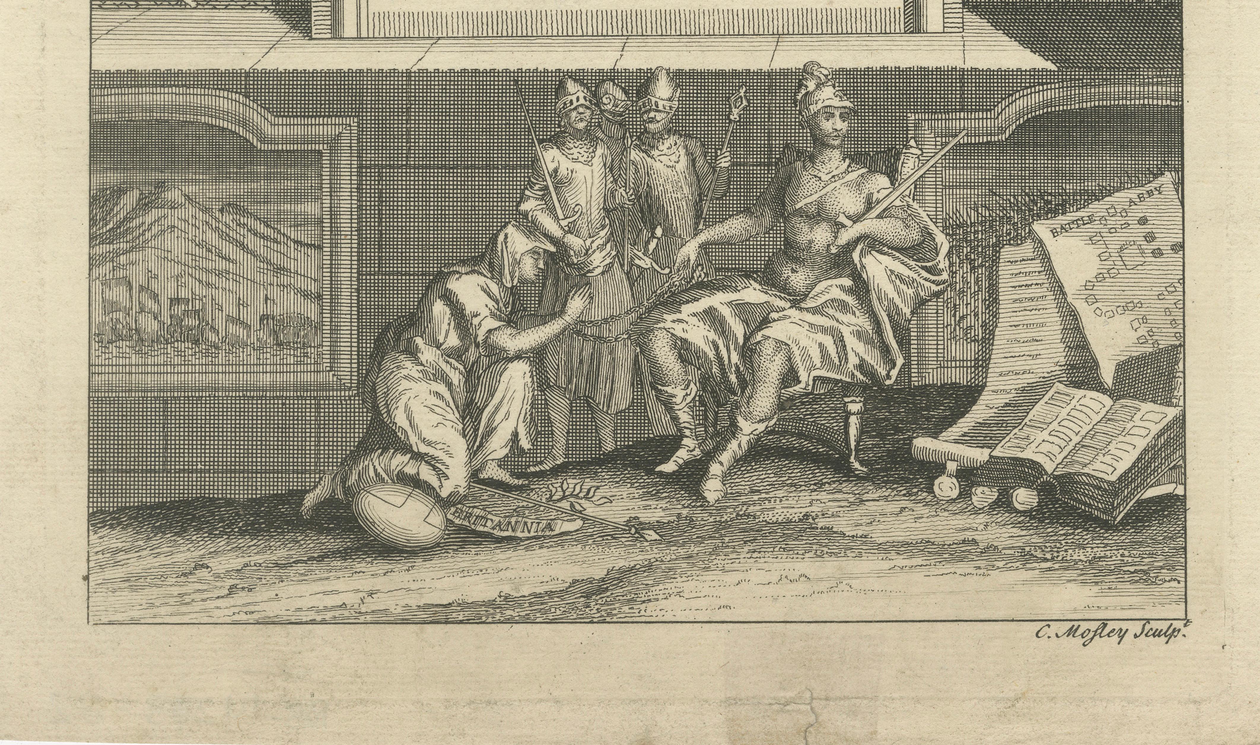 William the Conqueror Portrait Engraving, Domesday Scene, England, c.1740