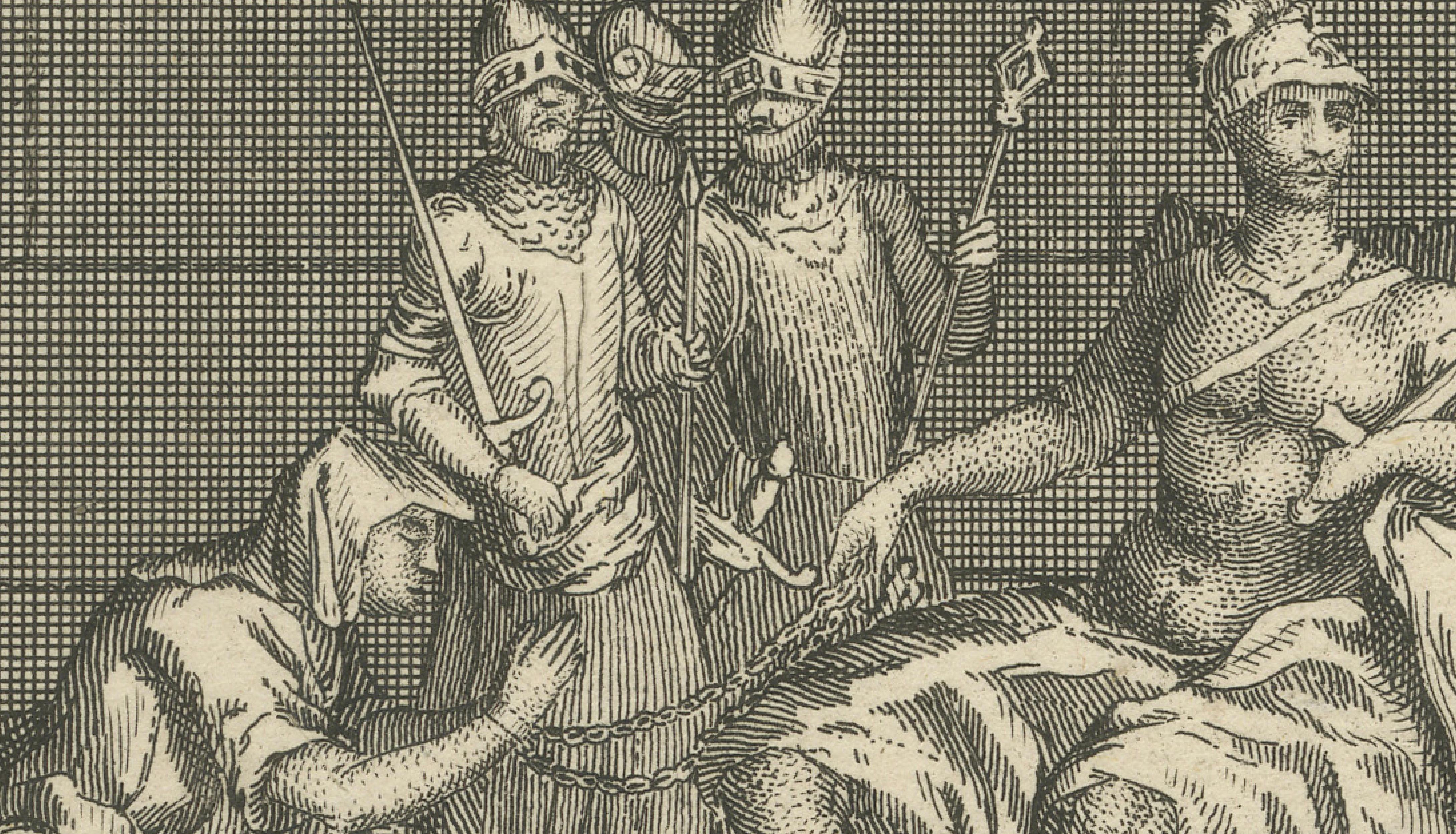 William the Conqueror Portrait Engraving, Domesday Scene, England, c.1740