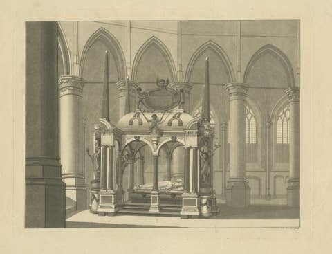 William the Silent Tomb – Antique Delft Nieuwe Kerk Engraving c.1840