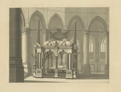 William das stille Grabmal - Antiker Delfter Nieuwe Kerk Stich um 1840