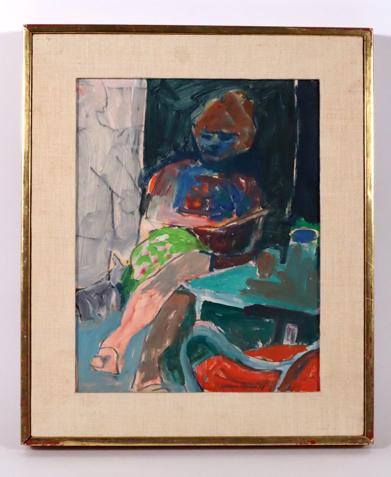 Bay Area Figurative painting 1961 by William T. Brown INVENTORY CLEARANCE SALE - Painting by William Theophilus Brown