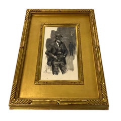William Thomas Smedley Framed Watercolor of Gentleman Smoker