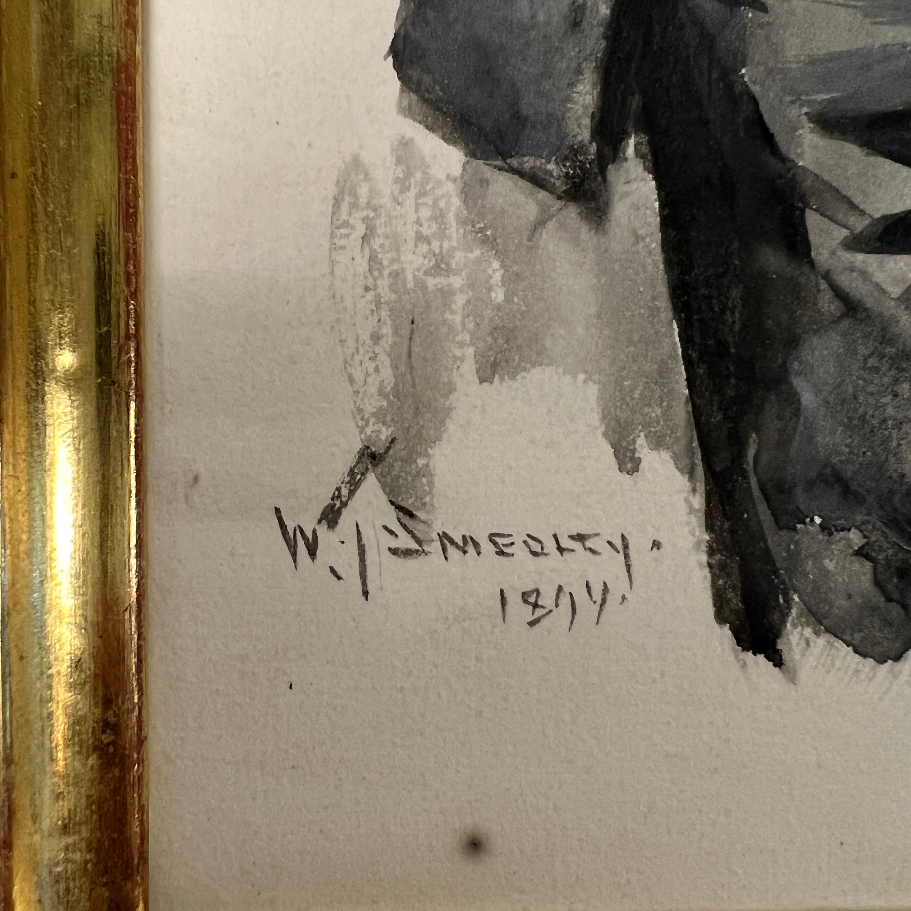 William Thomas Smedley, aquarelle encadrée d'un homme fumeur Bon état - En vente à New York, US