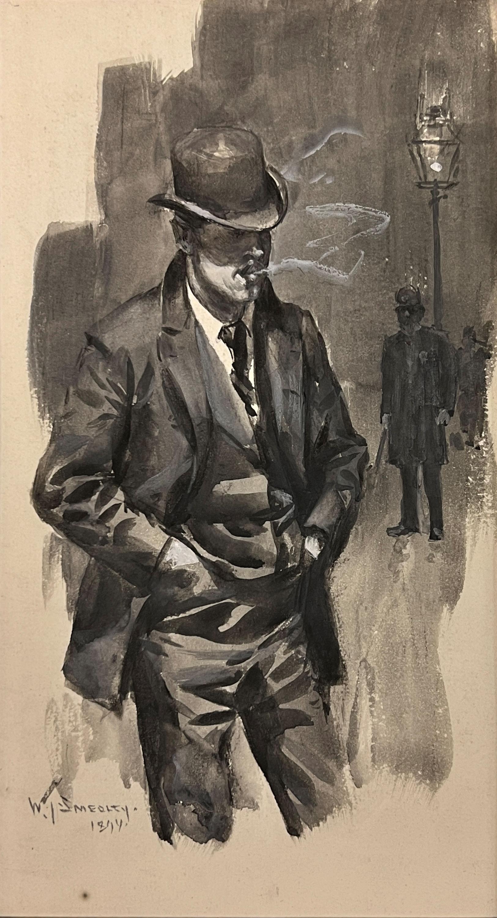 William Thomas Smedley, aquarelle encadrée d'un homme fumeur en vente 1
