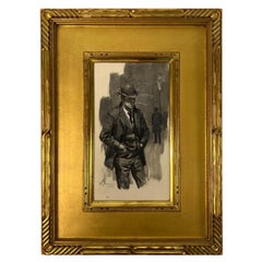 William Thomas Smedley Framed Watercolor of Gentleman Smoker