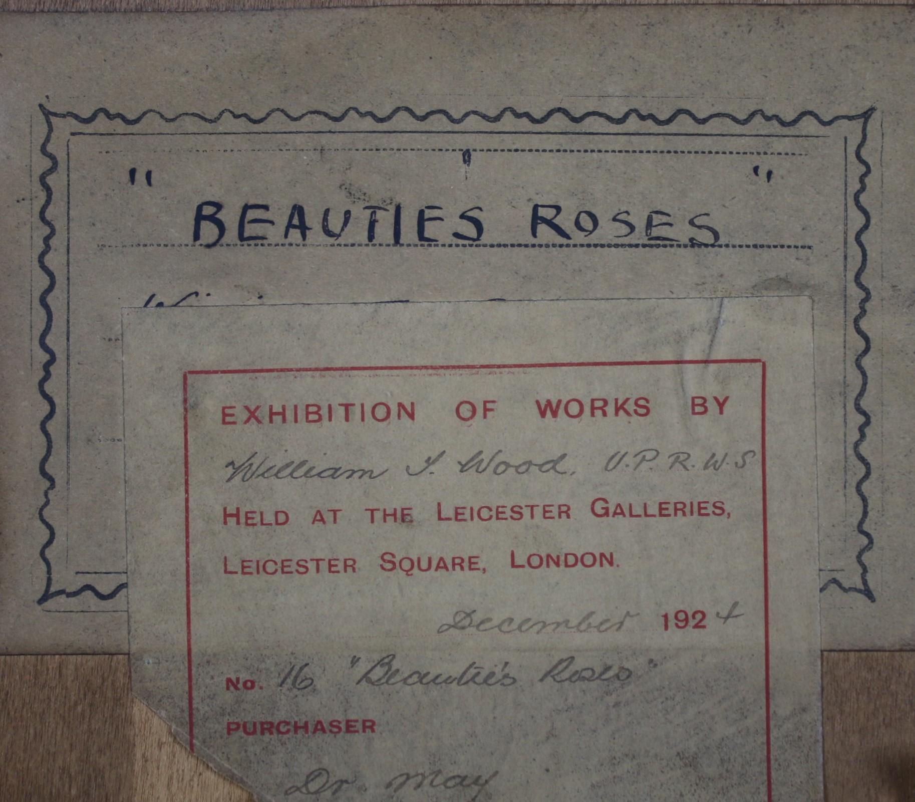 William Thomas Wood 1877-1958, fue un pintor inglés de paisajes y bodegones que estudió en la Escuela de Arte de Regent Street y después en Italia. Era conocido por pintar bodegones en acuarela y óleo, este cuadro se expuso en 1924 y se catalogó